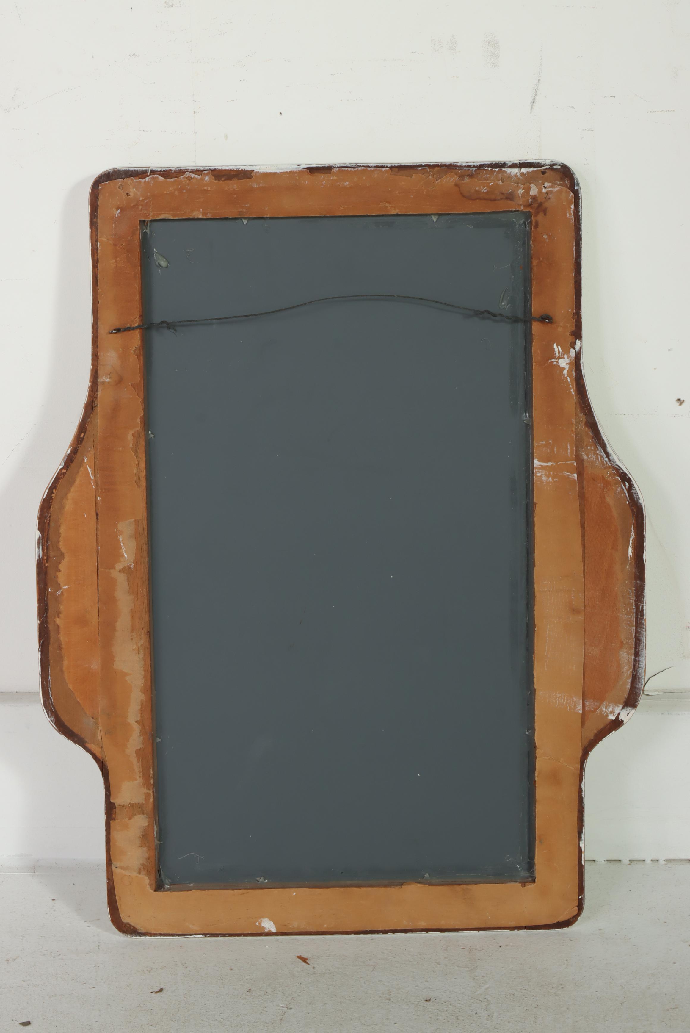 White-Painted and Relief-Carved Wall Mirror, 20th Century
