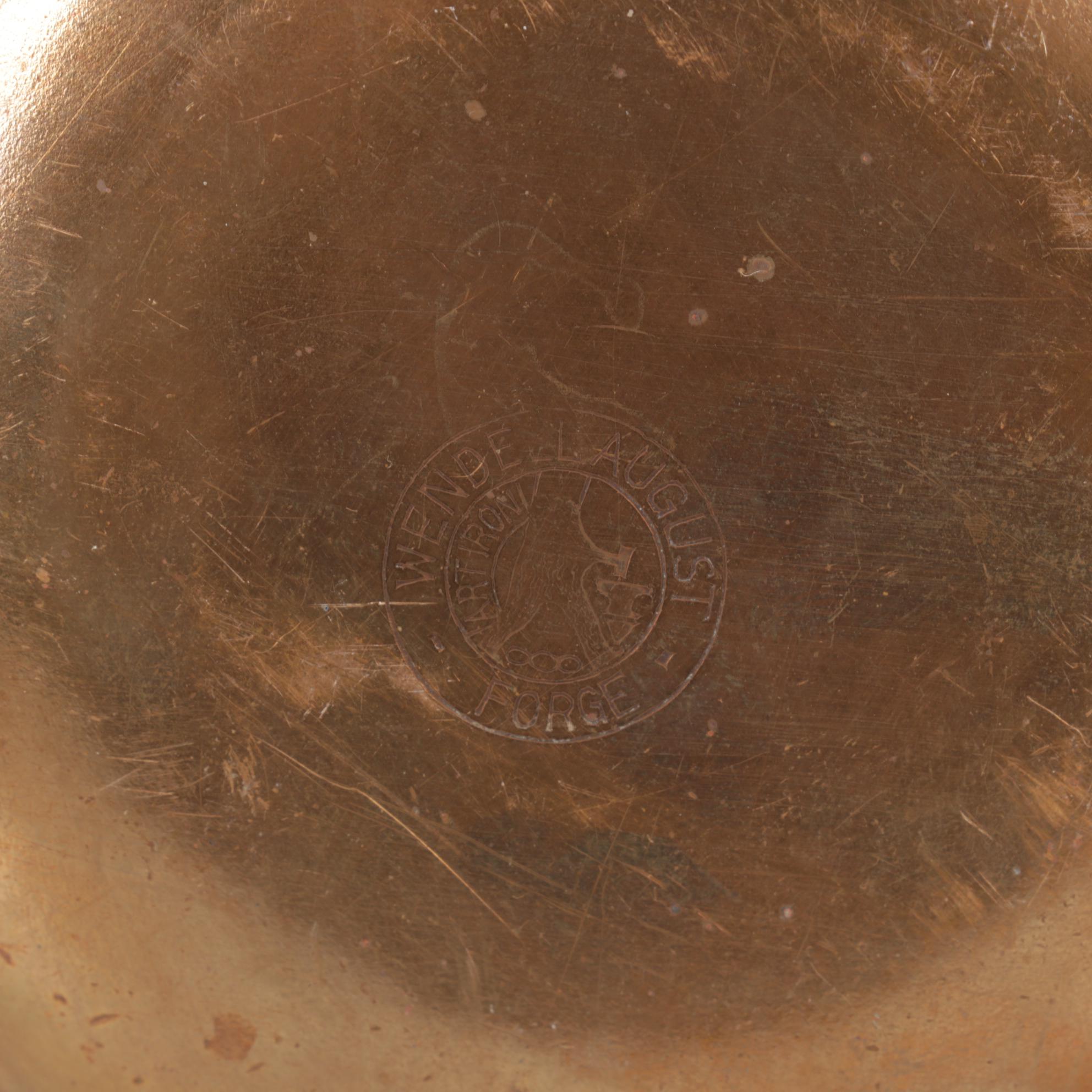 Craftsmen, Inc Copper Bookends with Copper, Glass, and Enamel Bowls and Ashtrays