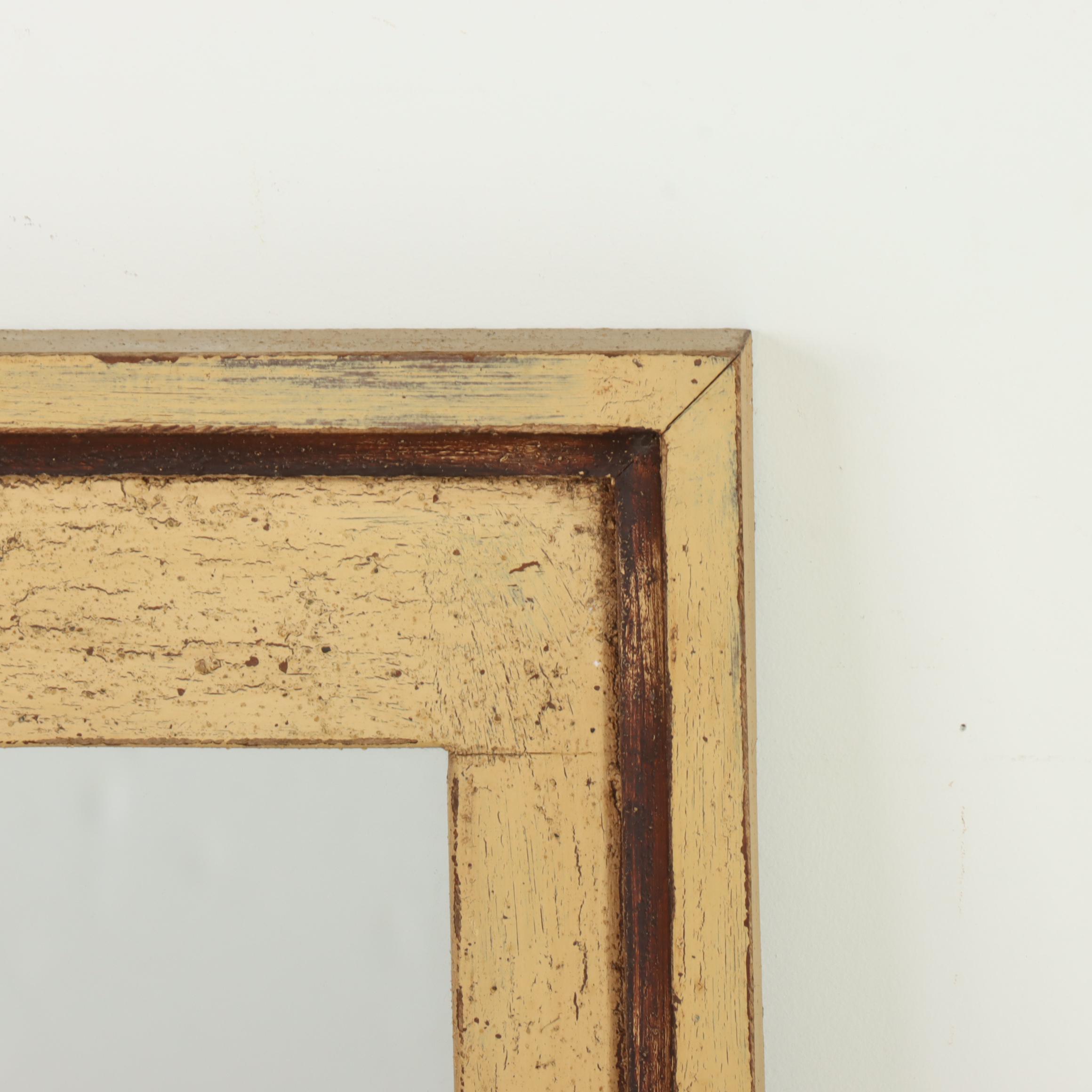 Bittners of Louisville Yellow-Painted Window-Form Mirror with Shelf and Hooks