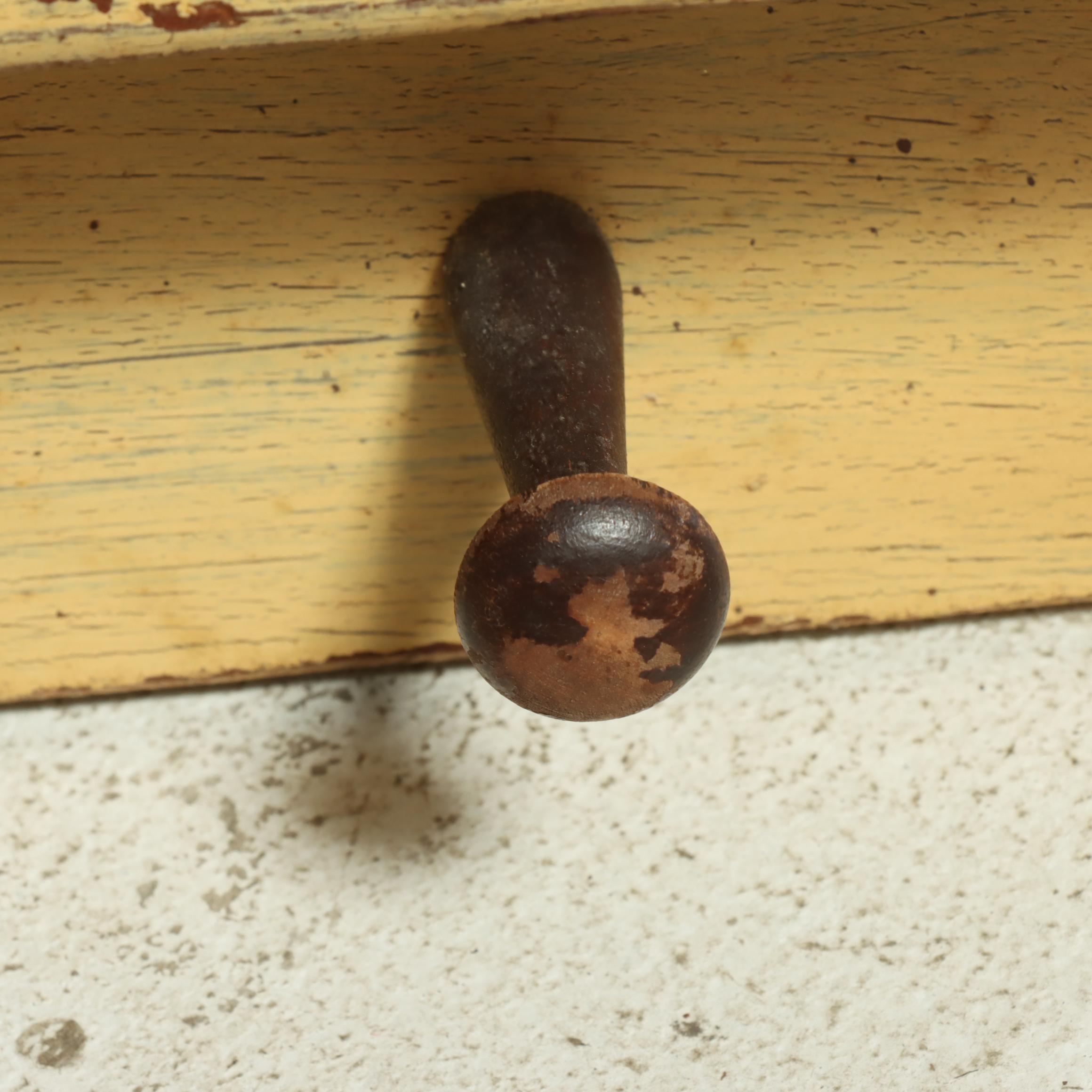 Bittners of Louisville Yellow-Painted Window-Form Mirror with Shelf and Hooks