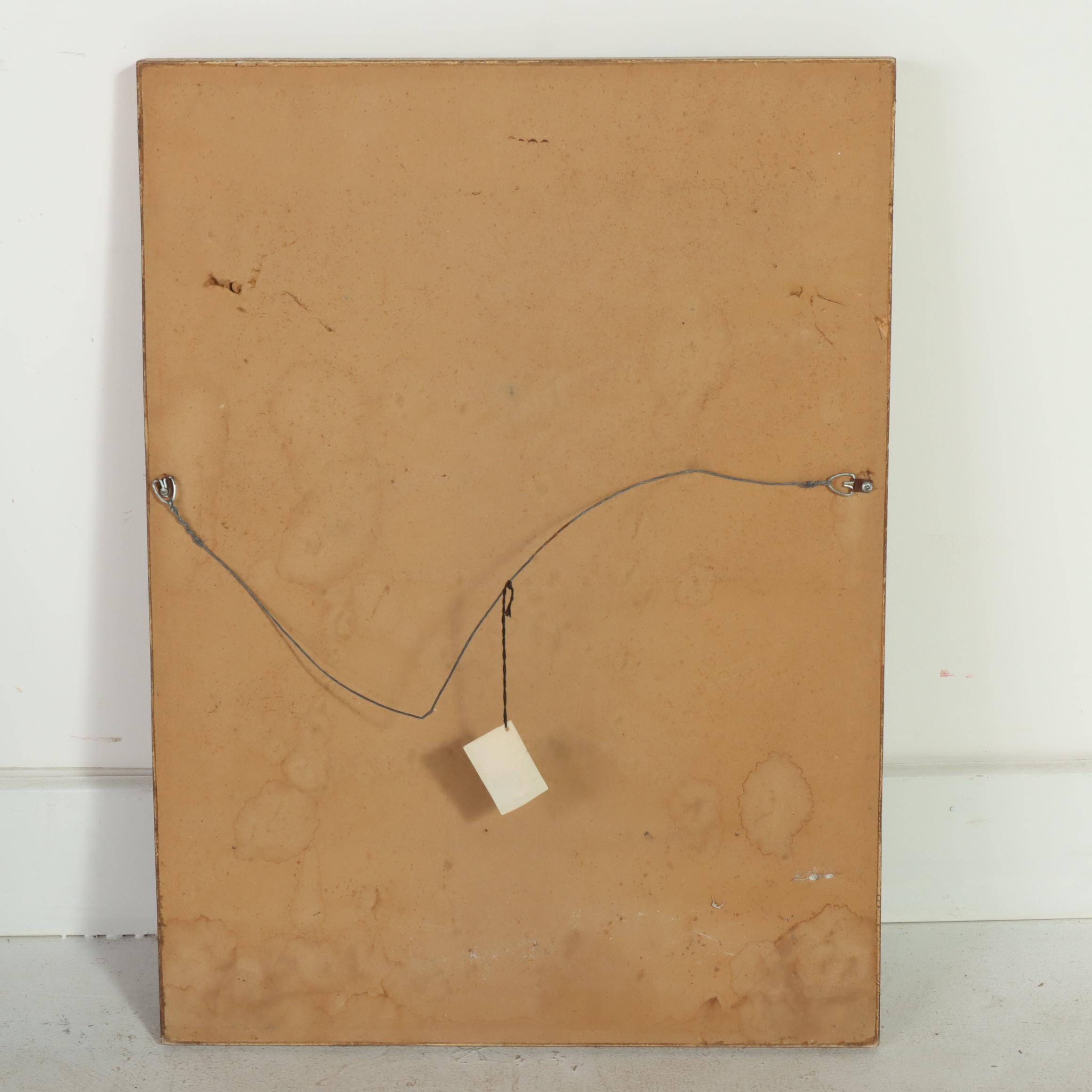 Bittners of Louisville Yellow-Painted Window-Form Mirror with Shelf and Hooks