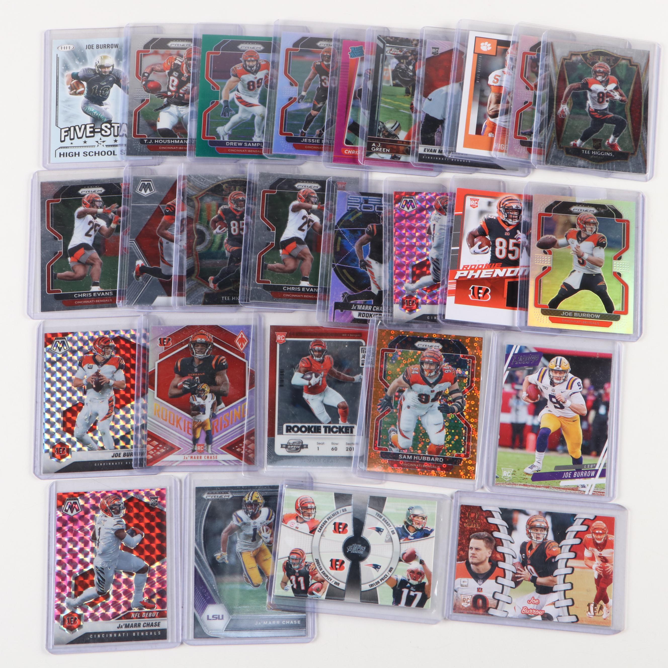 Cincinnati Bengals Football Cards with Joe Burrow and Ja'Marr Chase Rookies