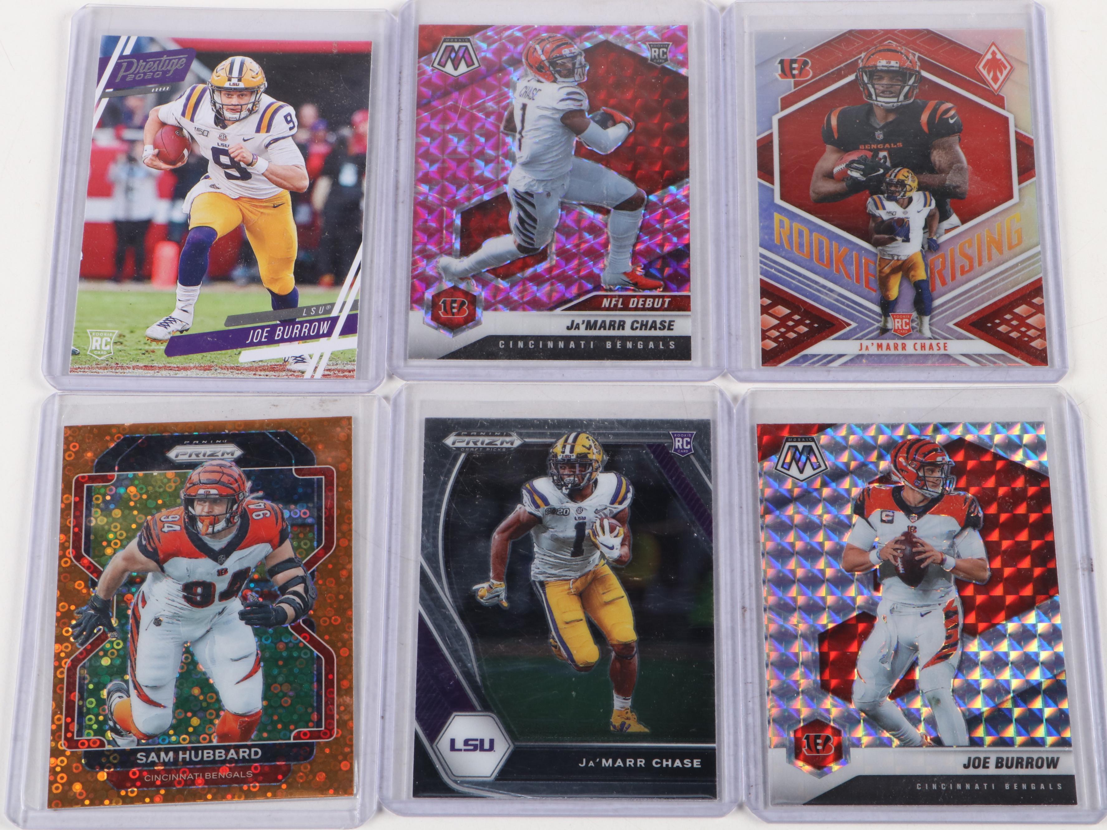 Cincinnati Bengals Football Cards with Joe Burrow and Ja'Marr Chase Rookies