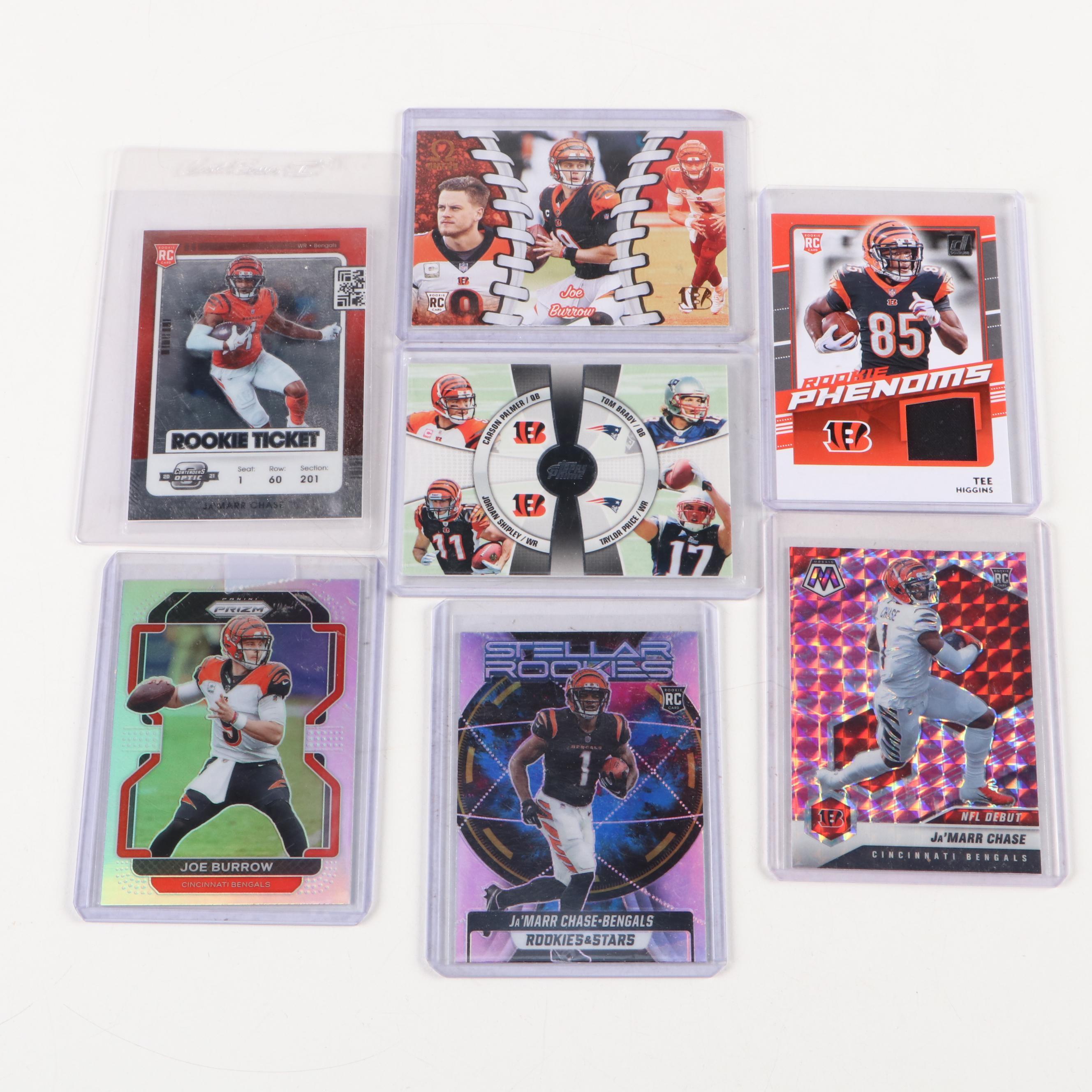 Cincinnati Bengals Football Cards with Joe Burrow and Ja'Marr Chase Rookies