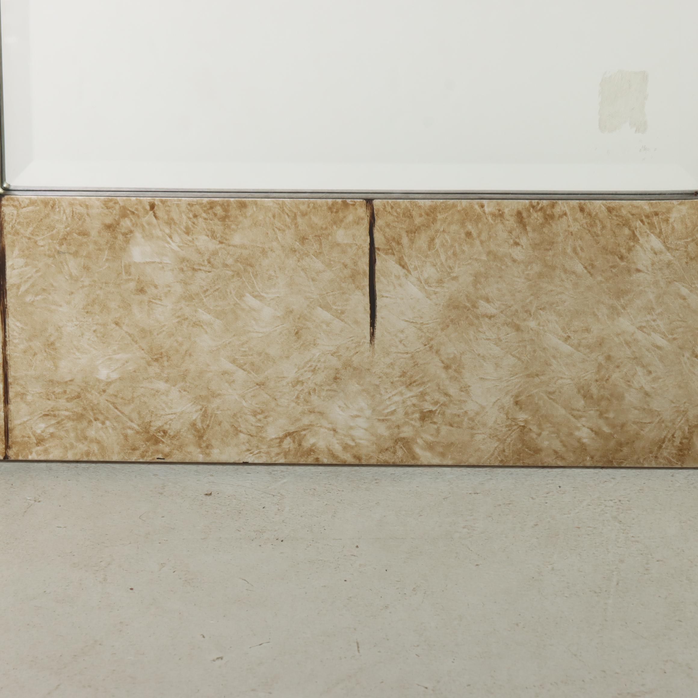 Modernist Style Gilt-Decorated and Beveled Glass Wall Mirror