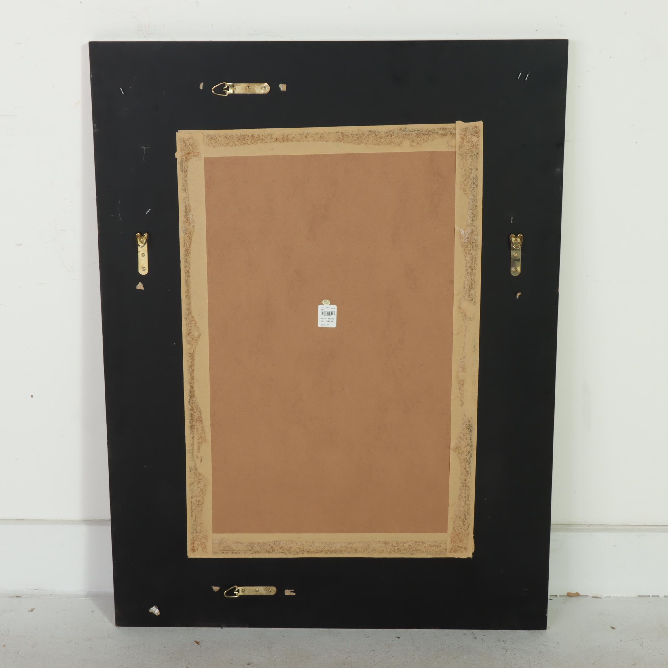 Modernist Style Gilt-Decorated and Beveled Glass Wall Mirror