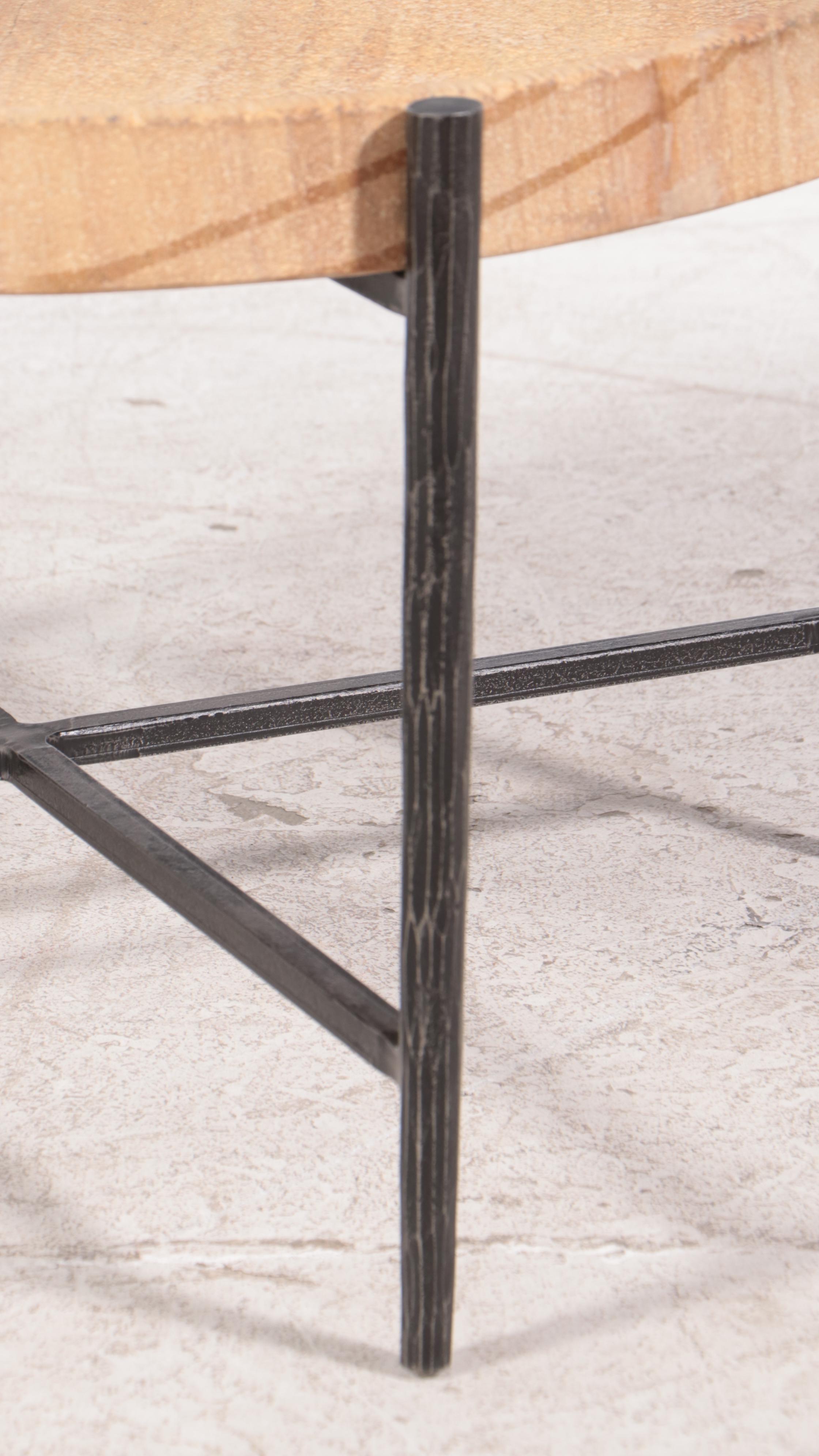 Modern Stone and Steel Coffee Table