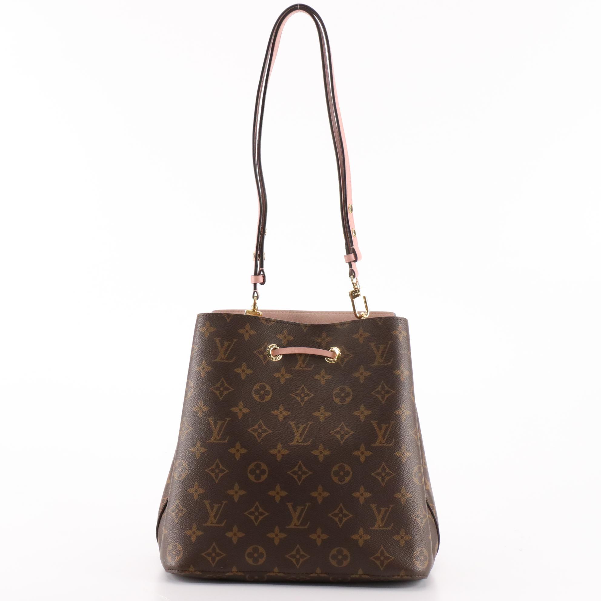 Louis Vuitton NéoNoé MM Bag in Monogram Canvas and Pink Leather Trim
