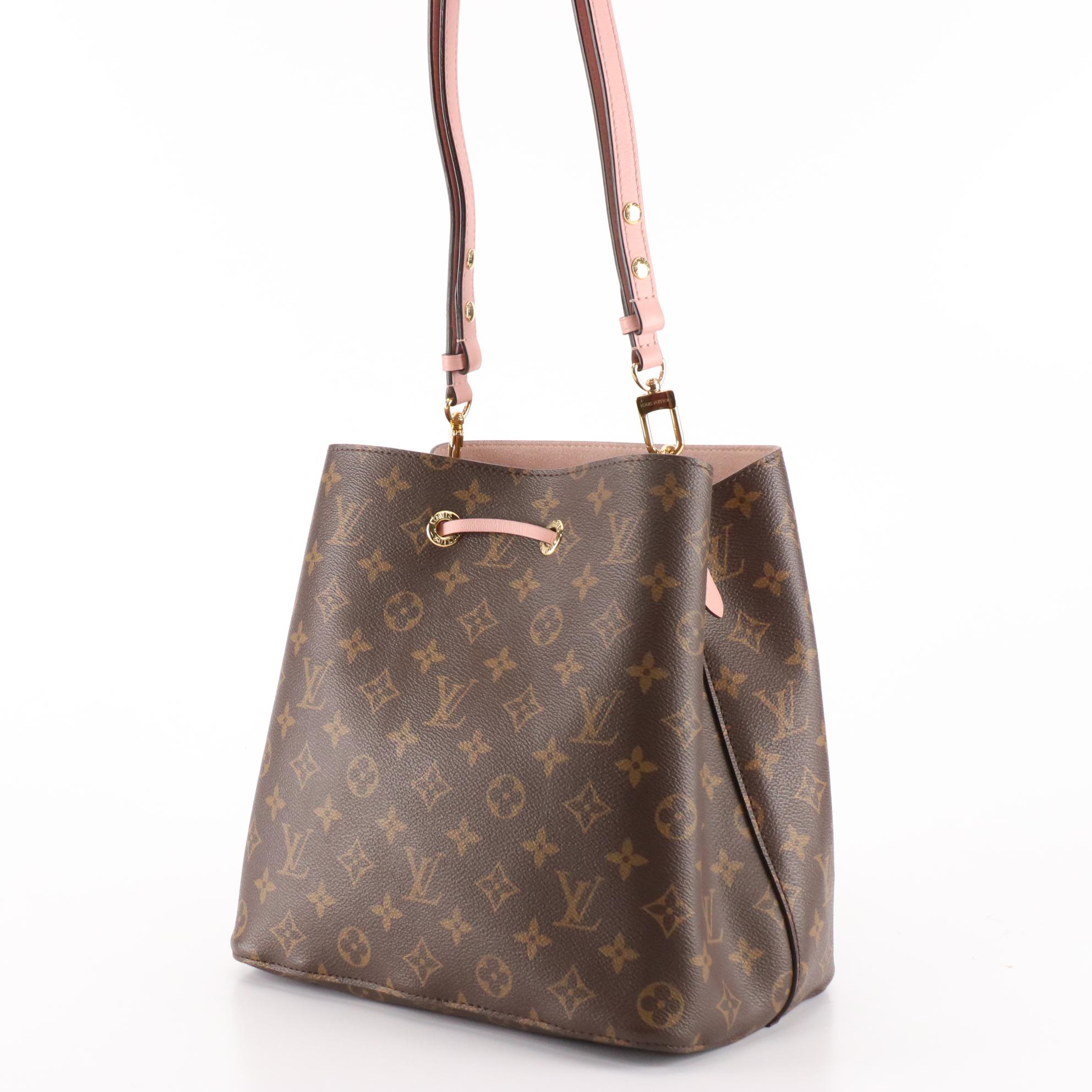 Louis Vuitton NéoNoé MM Bag in Monogram Canvas and Pink Leather Trim