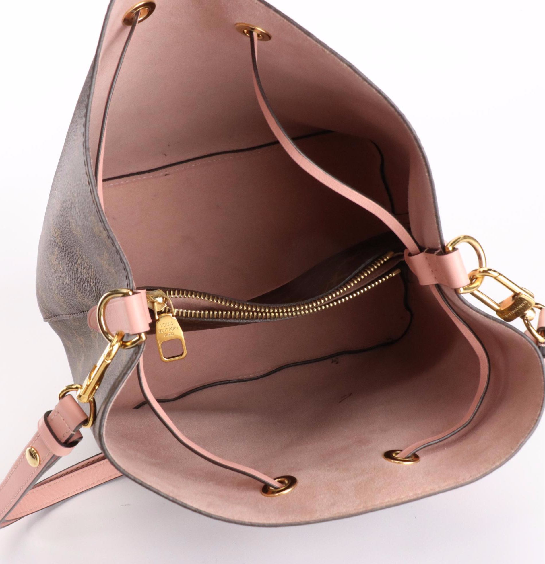 Louis Vuitton NéoNoé MM Bag in Monogram Canvas and Pink Leather Trim