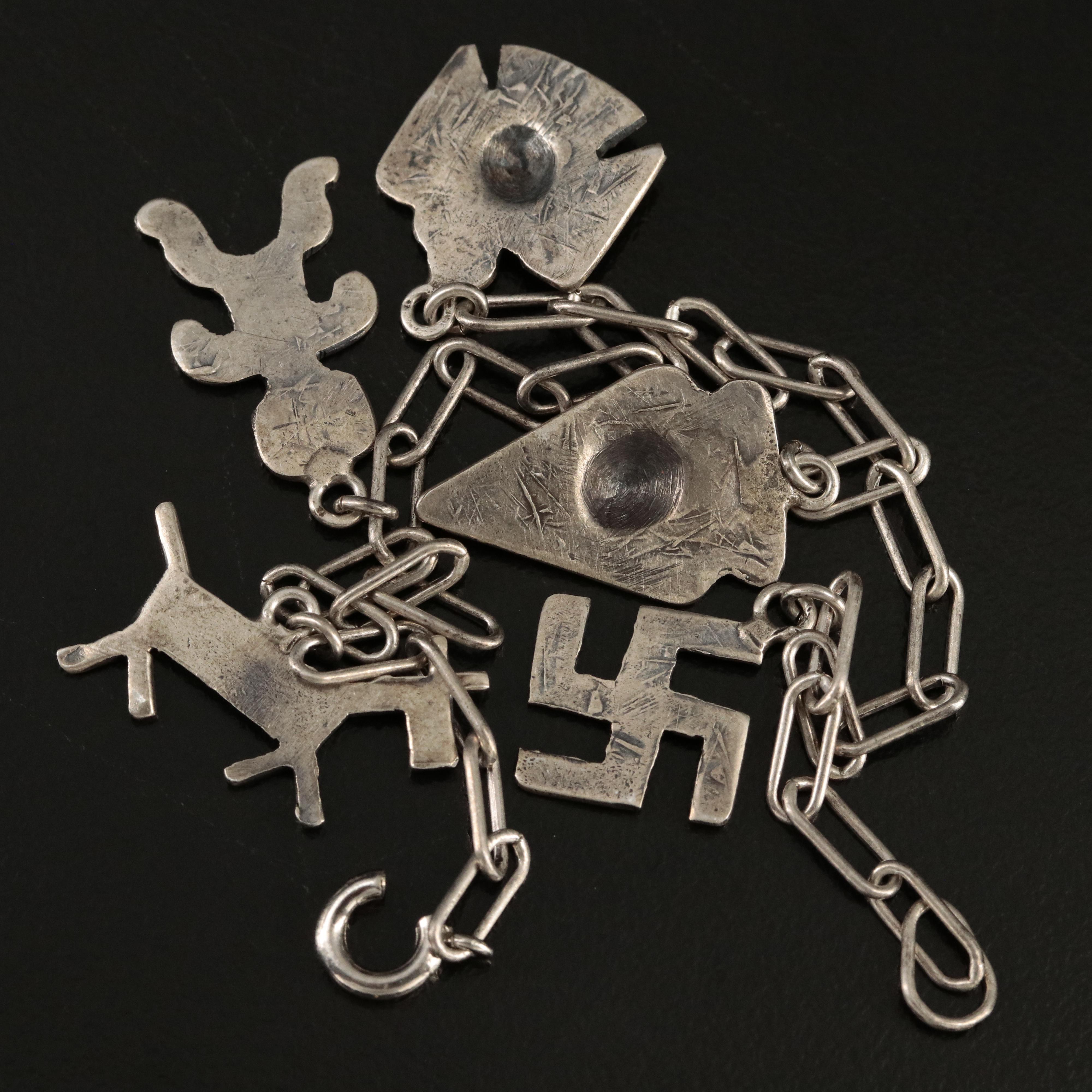 Sterling and 800 Silver Charm Bracelets Including 900 Silver and Southwestern