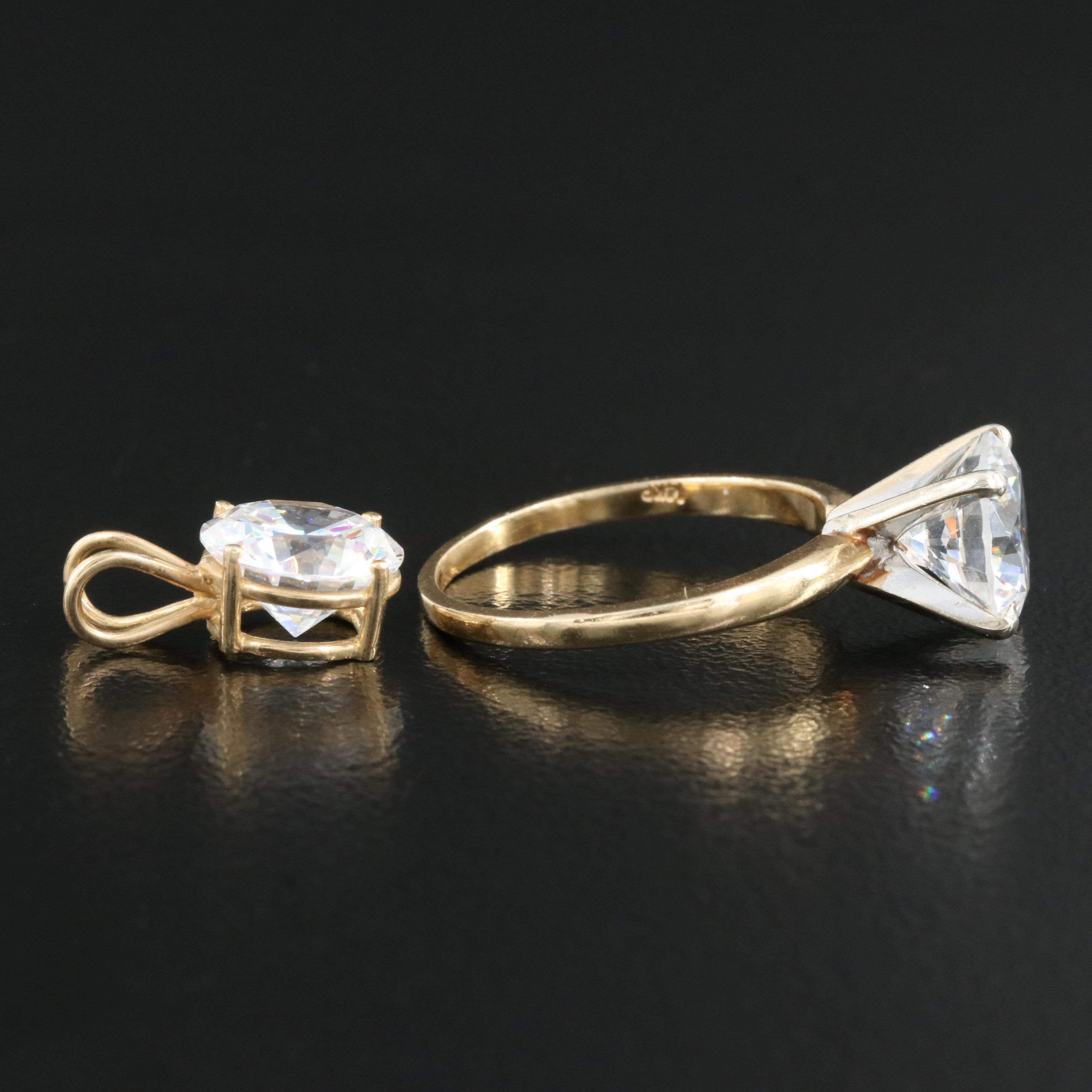 14K Cubic Zirconia Ring and Pendant