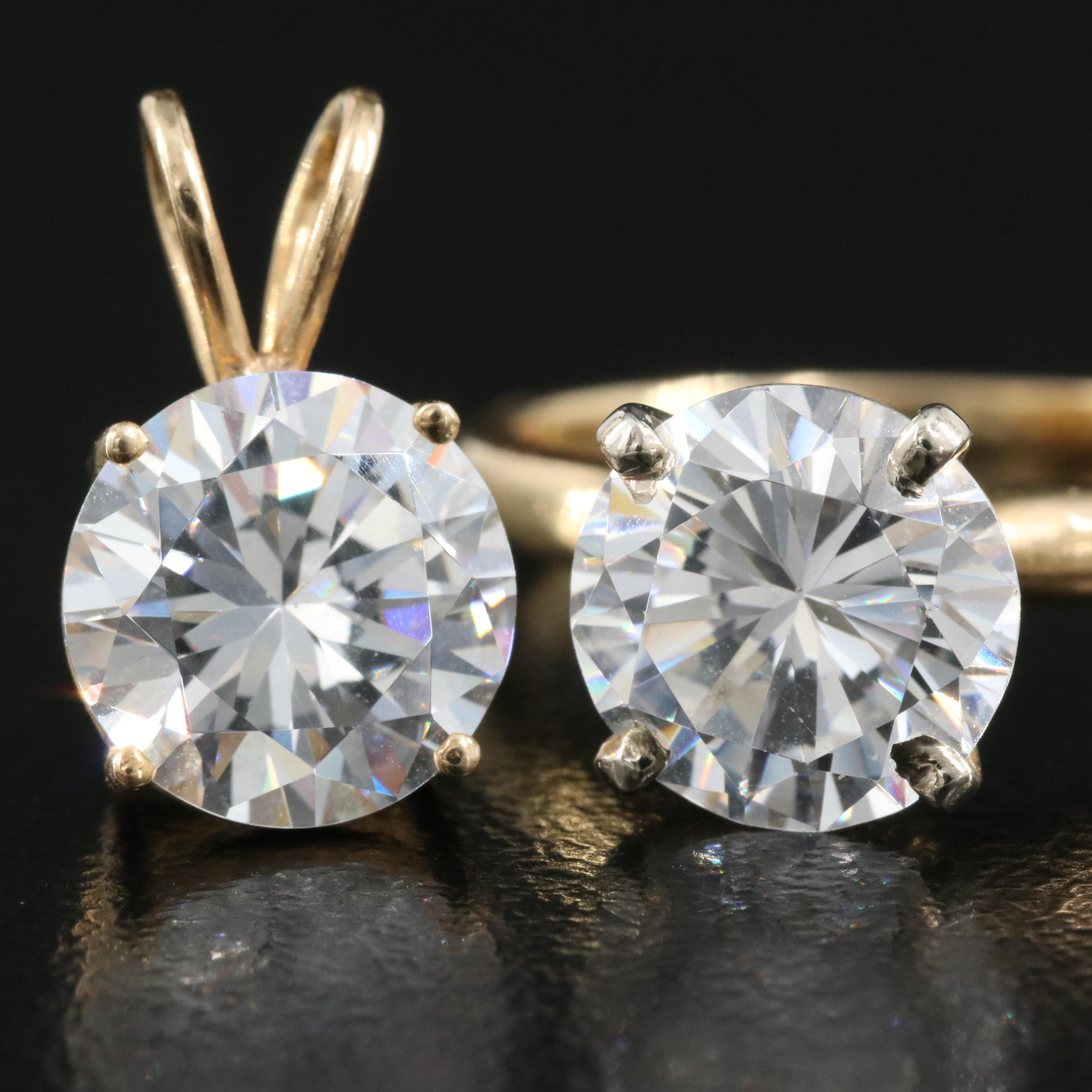 14K Cubic Zirconia Ring and Pendant