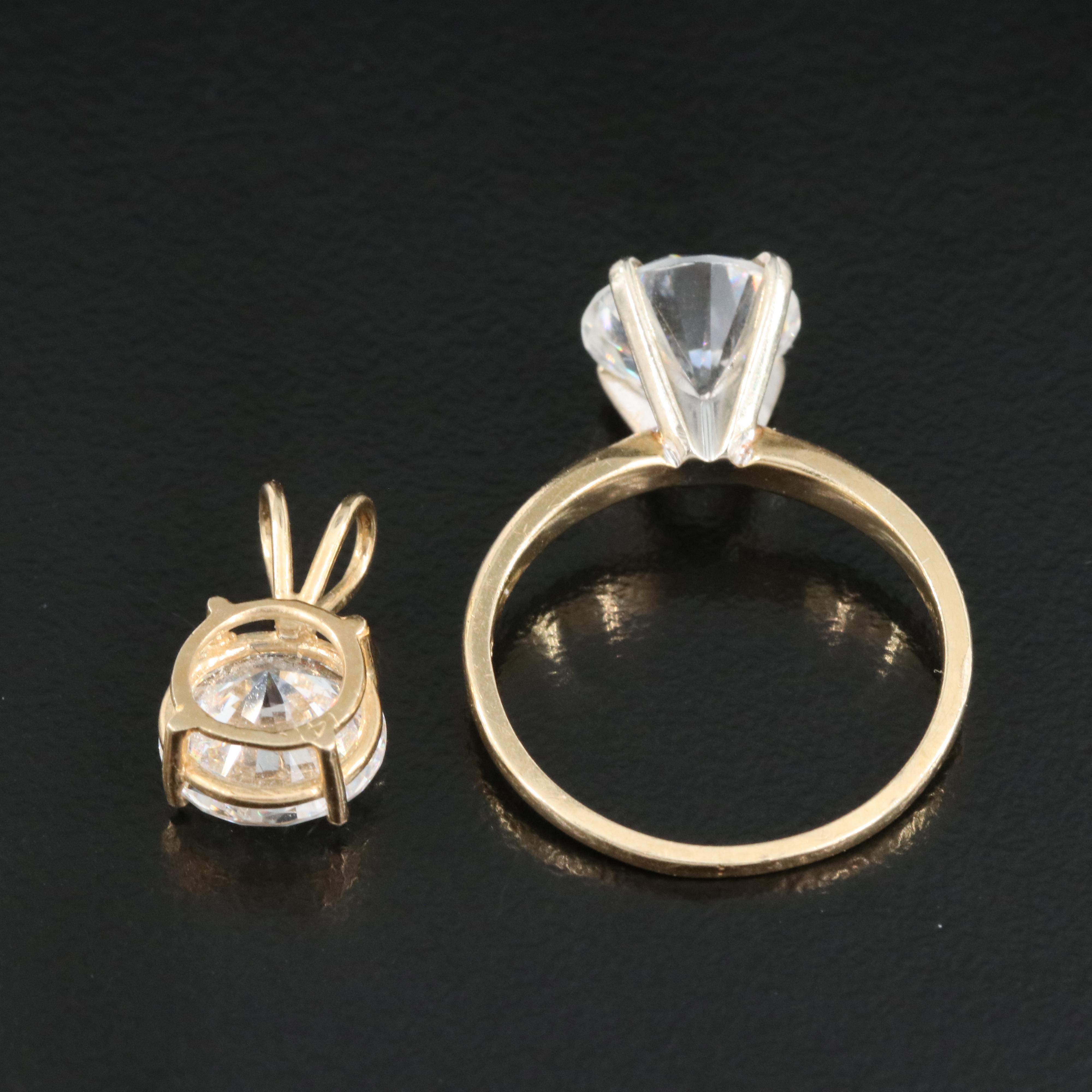 14K Cubic Zirconia Ring and Pendant