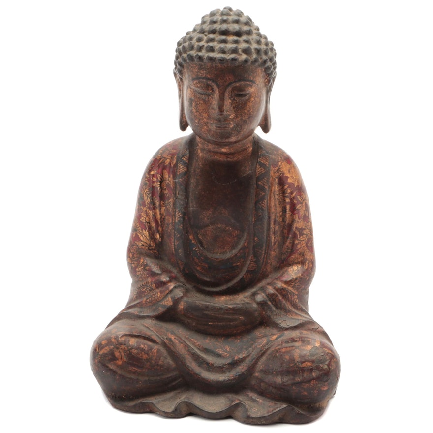 Japanese Polychrome Bronze Buddha