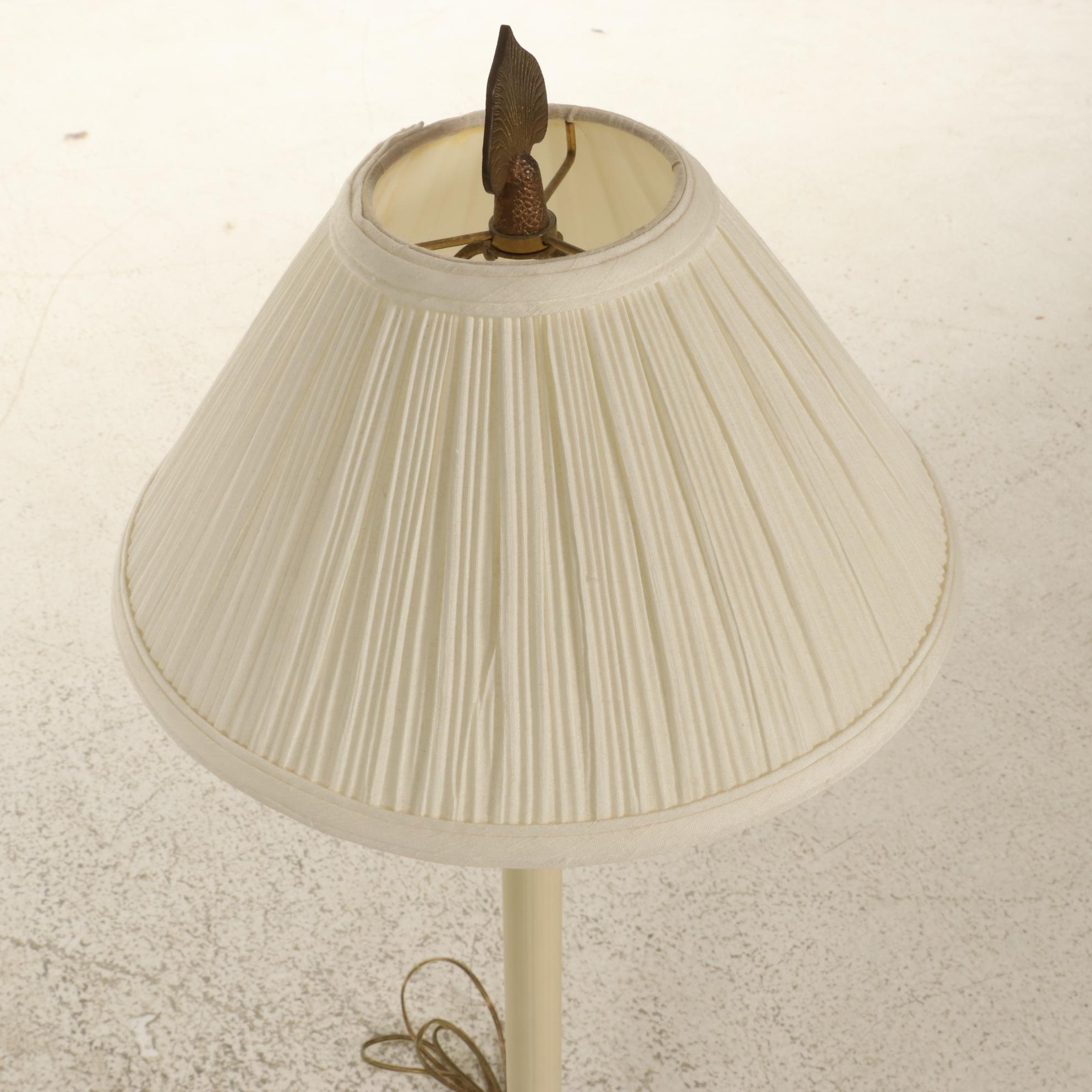 Chapman Neoclassical Style Brass Candlestick Buffet Lamp Pair, Late 20th Century