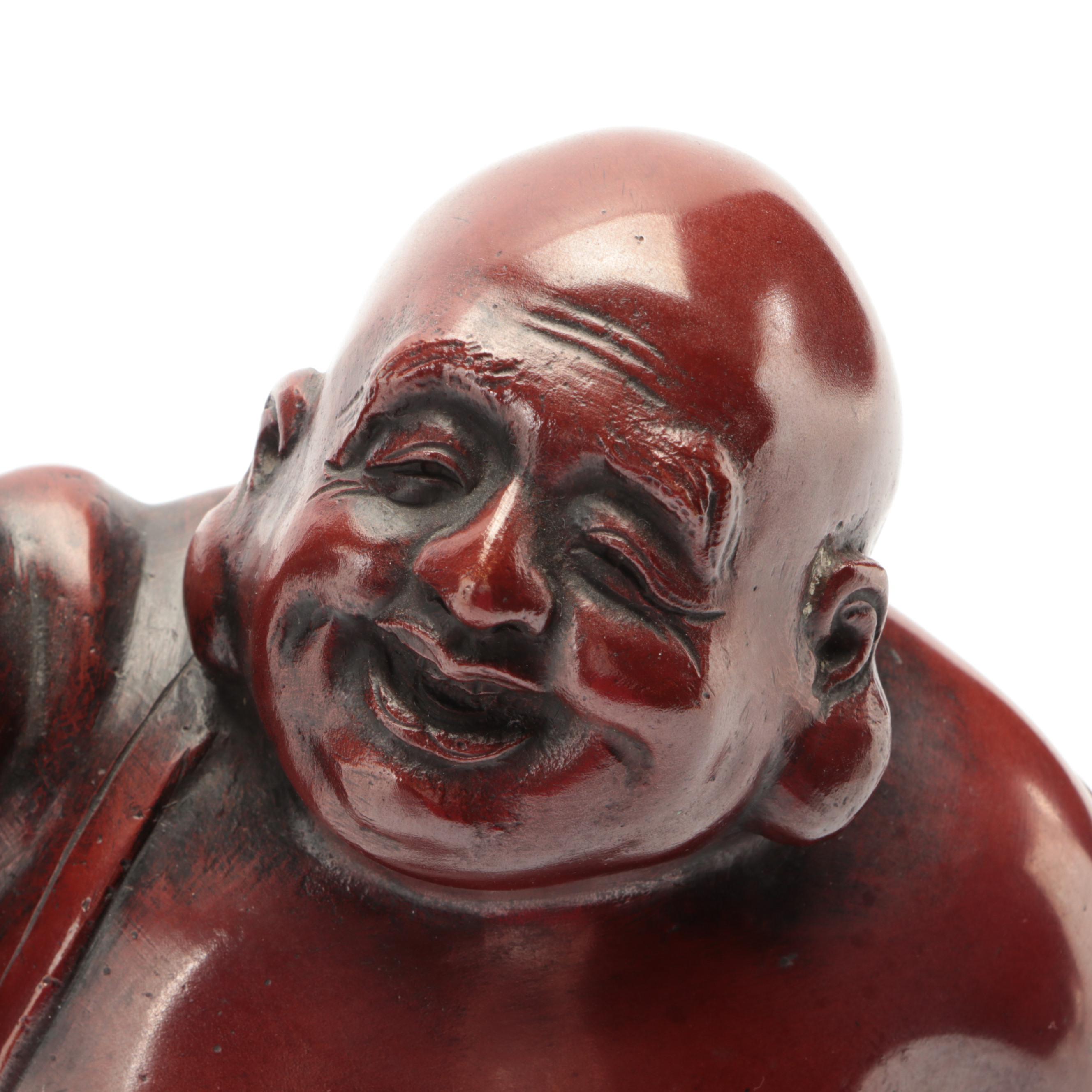 Japanese Lacquered Bronze Budai
