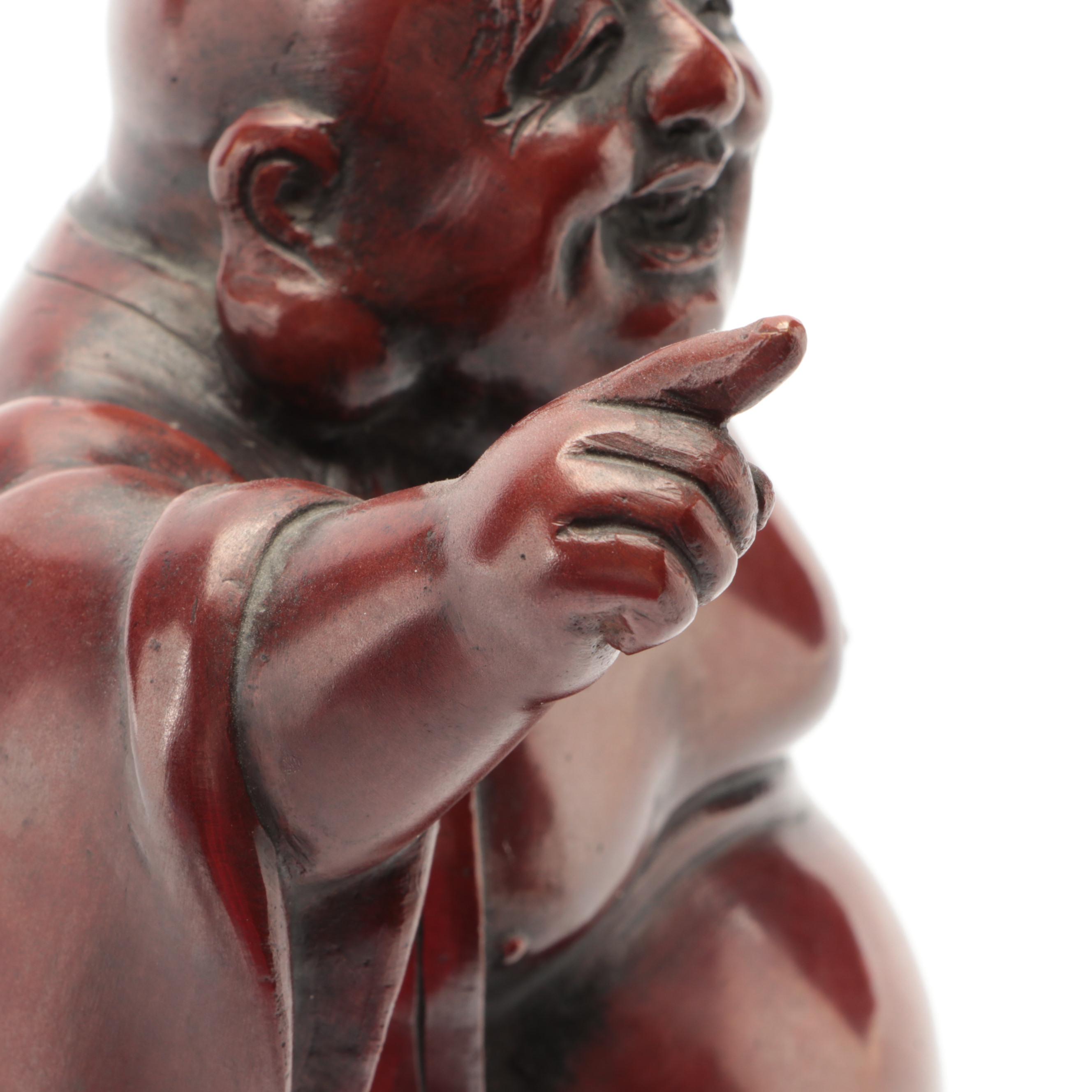 Japanese Lacquered Bronze Budai
