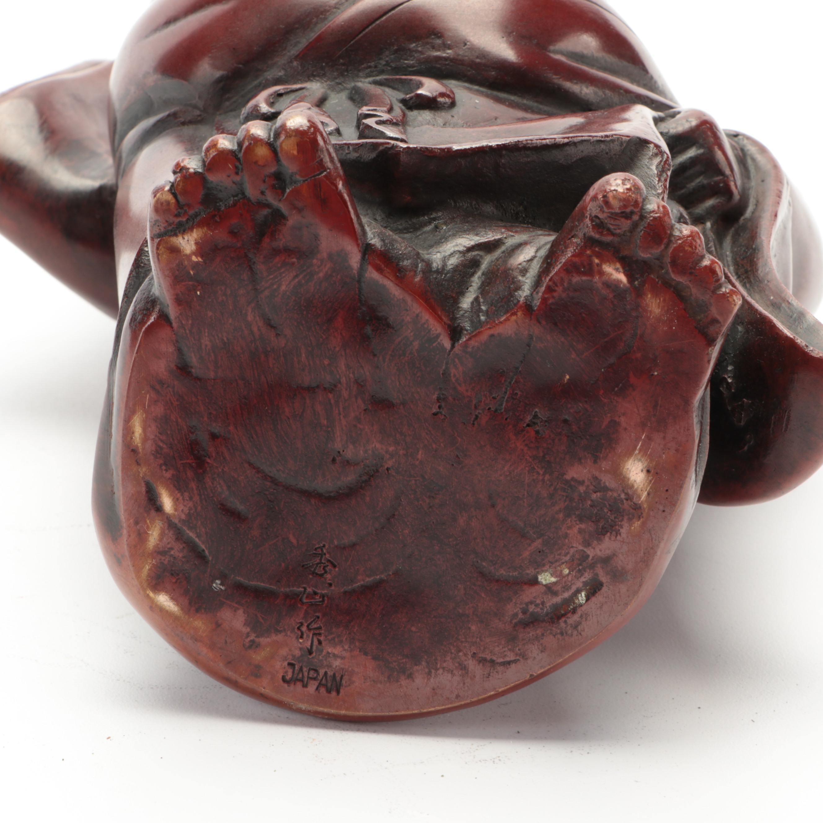 Japanese Lacquered Bronze Budai