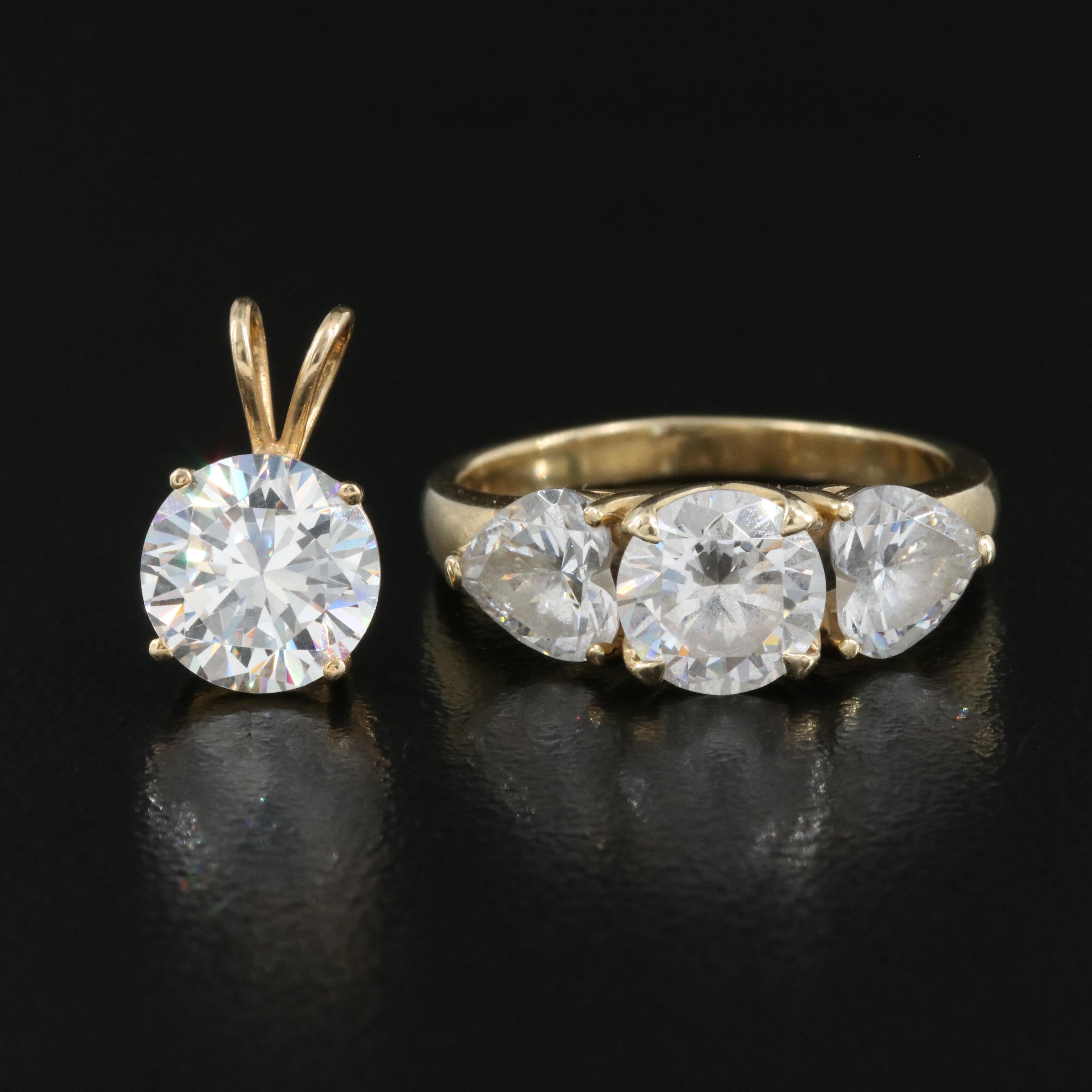 14K Cubic Zirconia Ring and Pendant