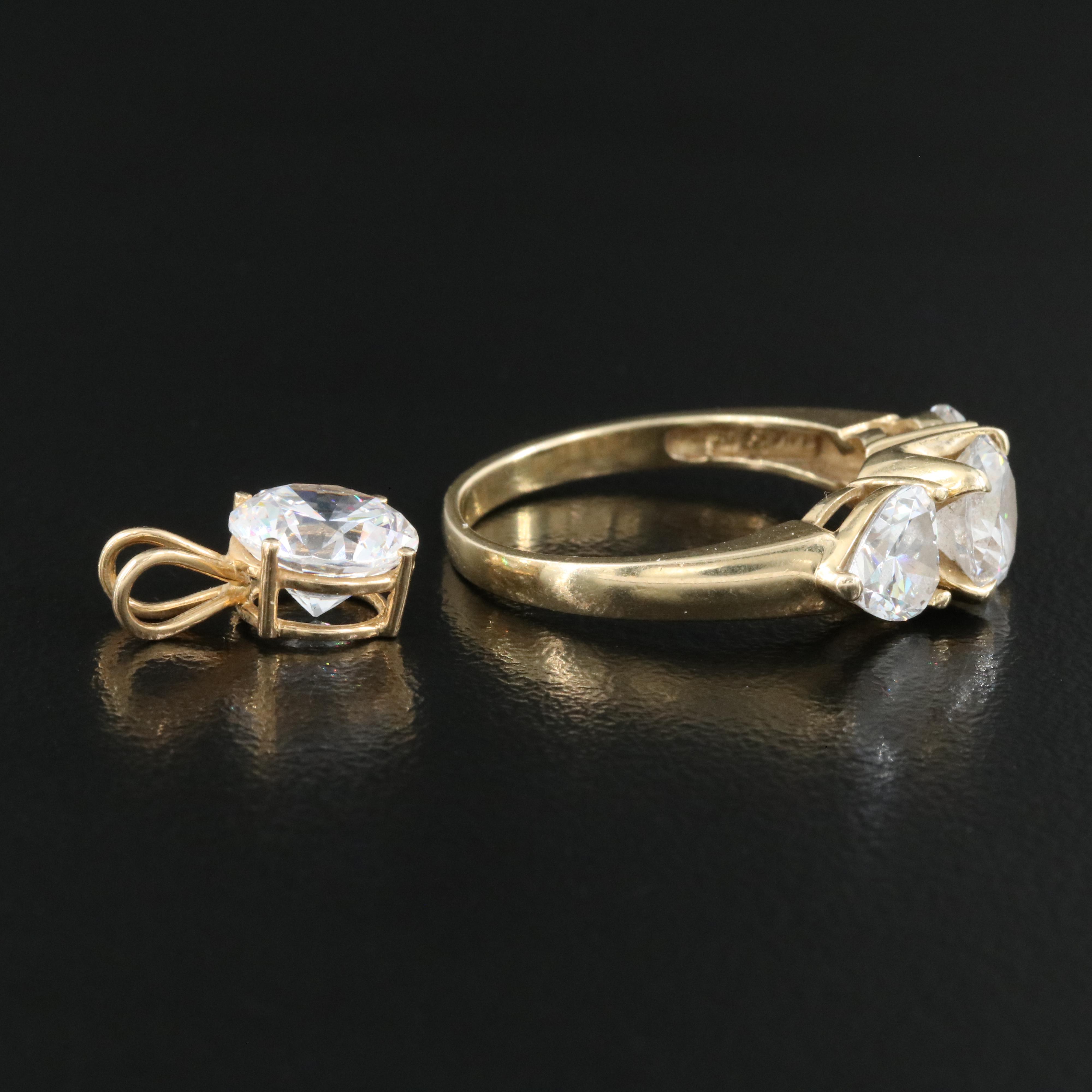 14K Cubic Zirconia Ring and Pendant