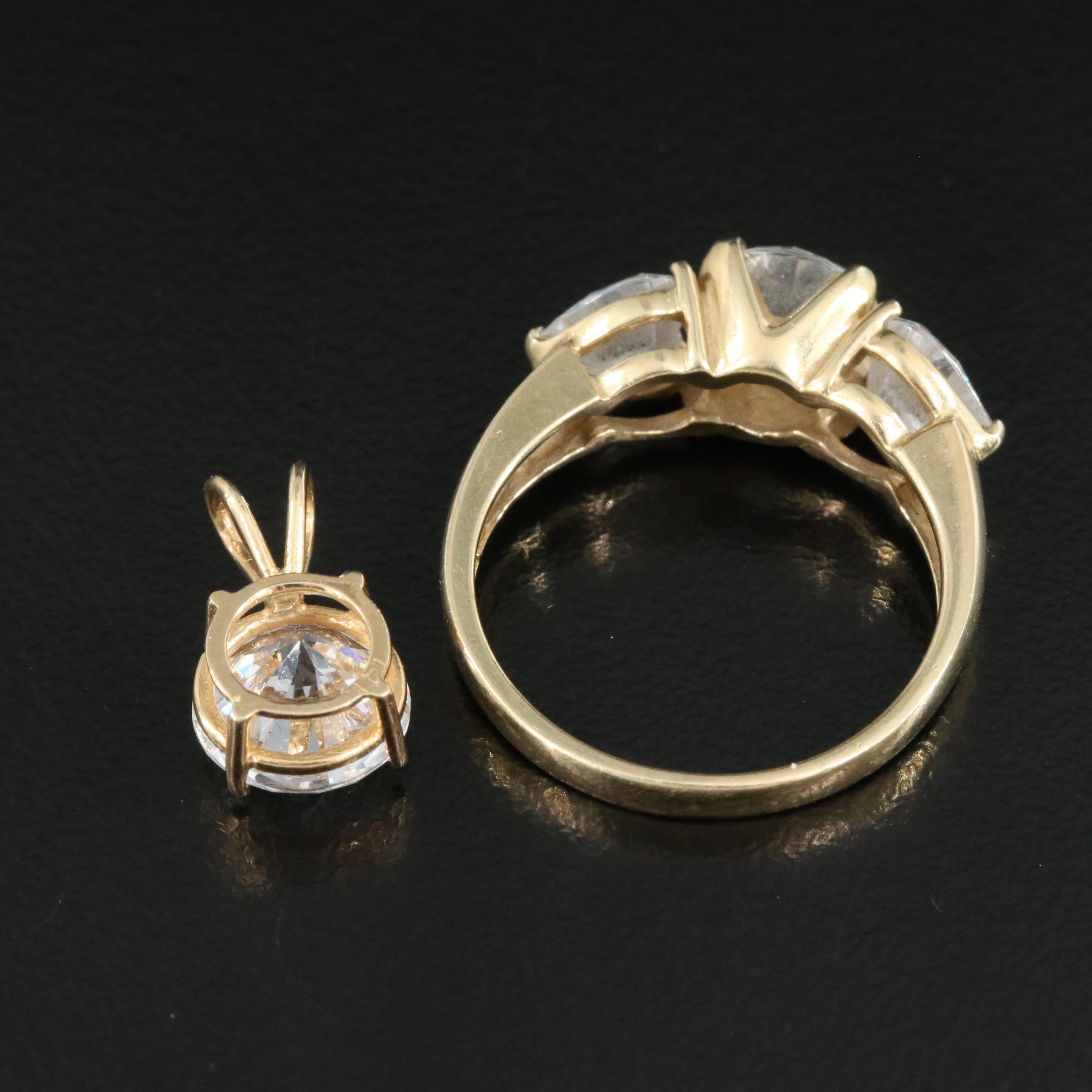 14K Cubic Zirconia Ring and Pendant