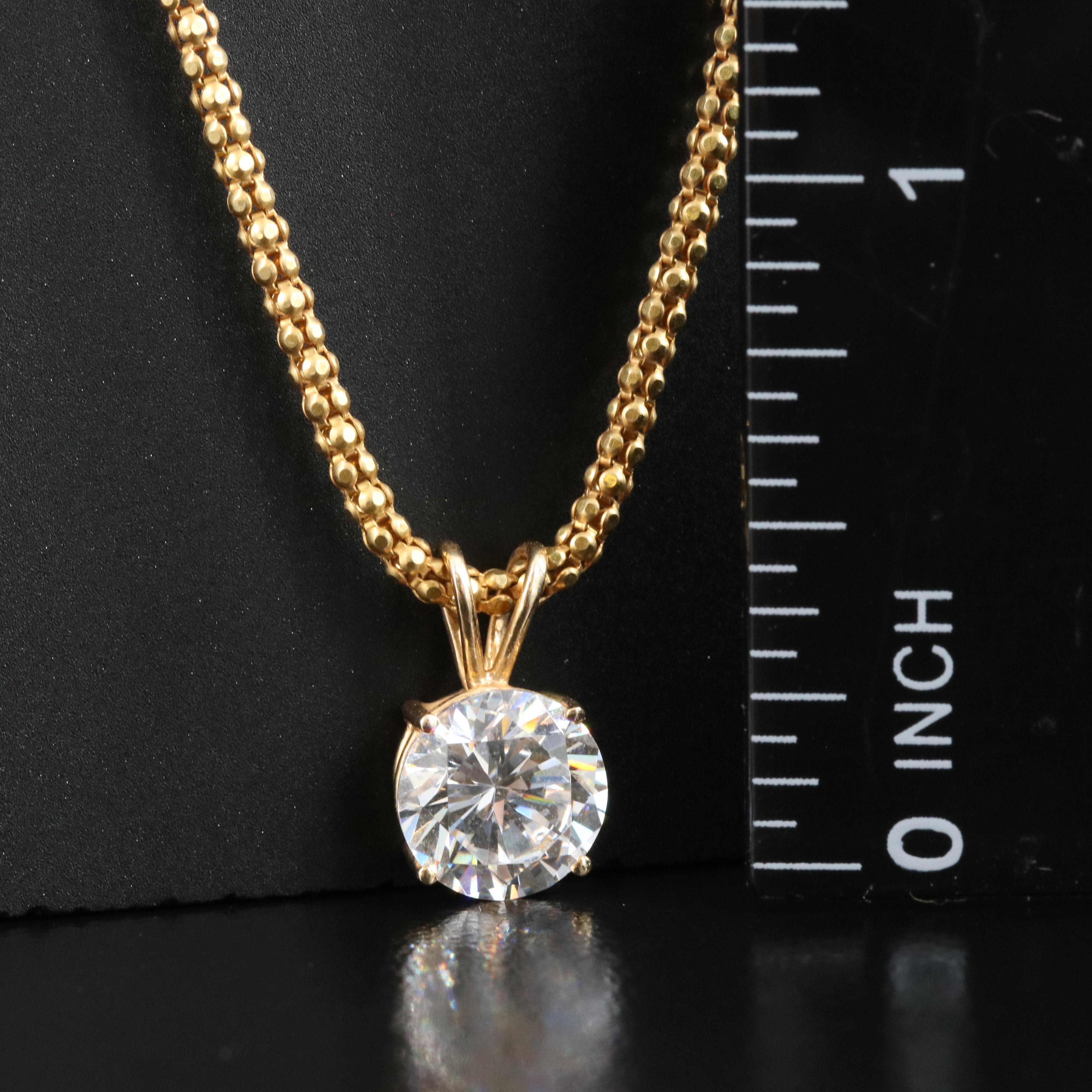 Italian 14K Cubic Zirconia Pendant Necklace