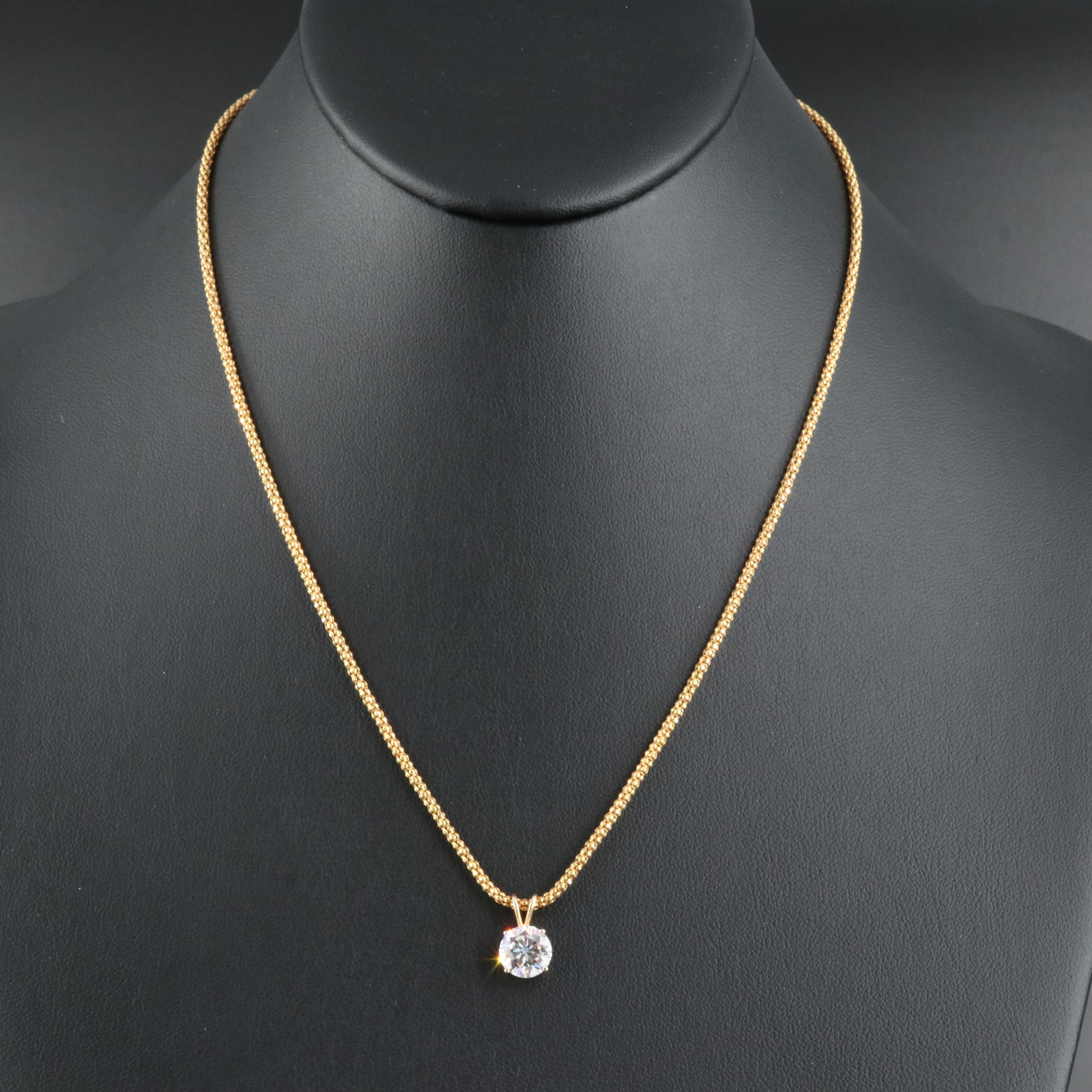 Italian 14K Cubic Zirconia Pendant Necklace