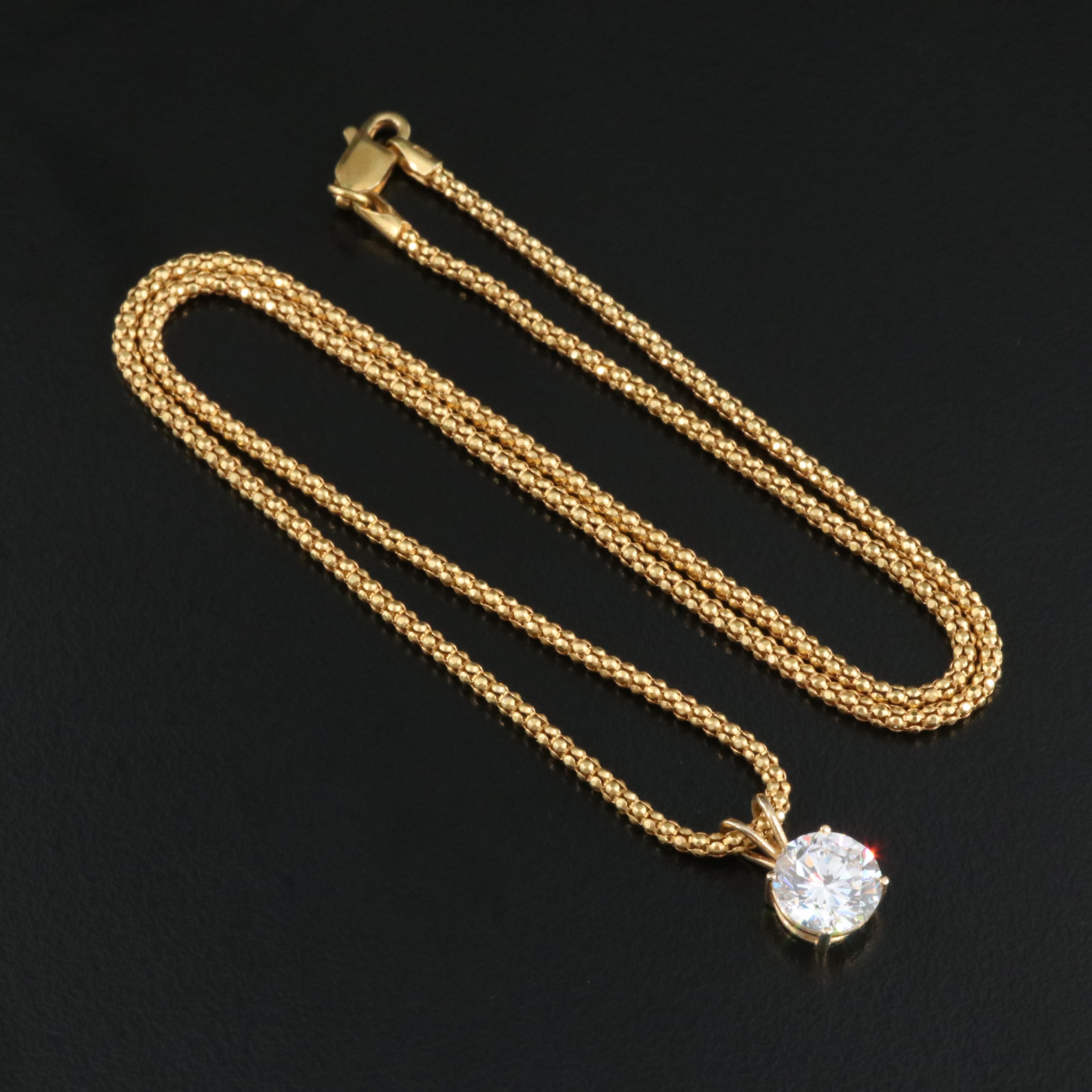 Italian 14K Cubic Zirconia Pendant Necklace
