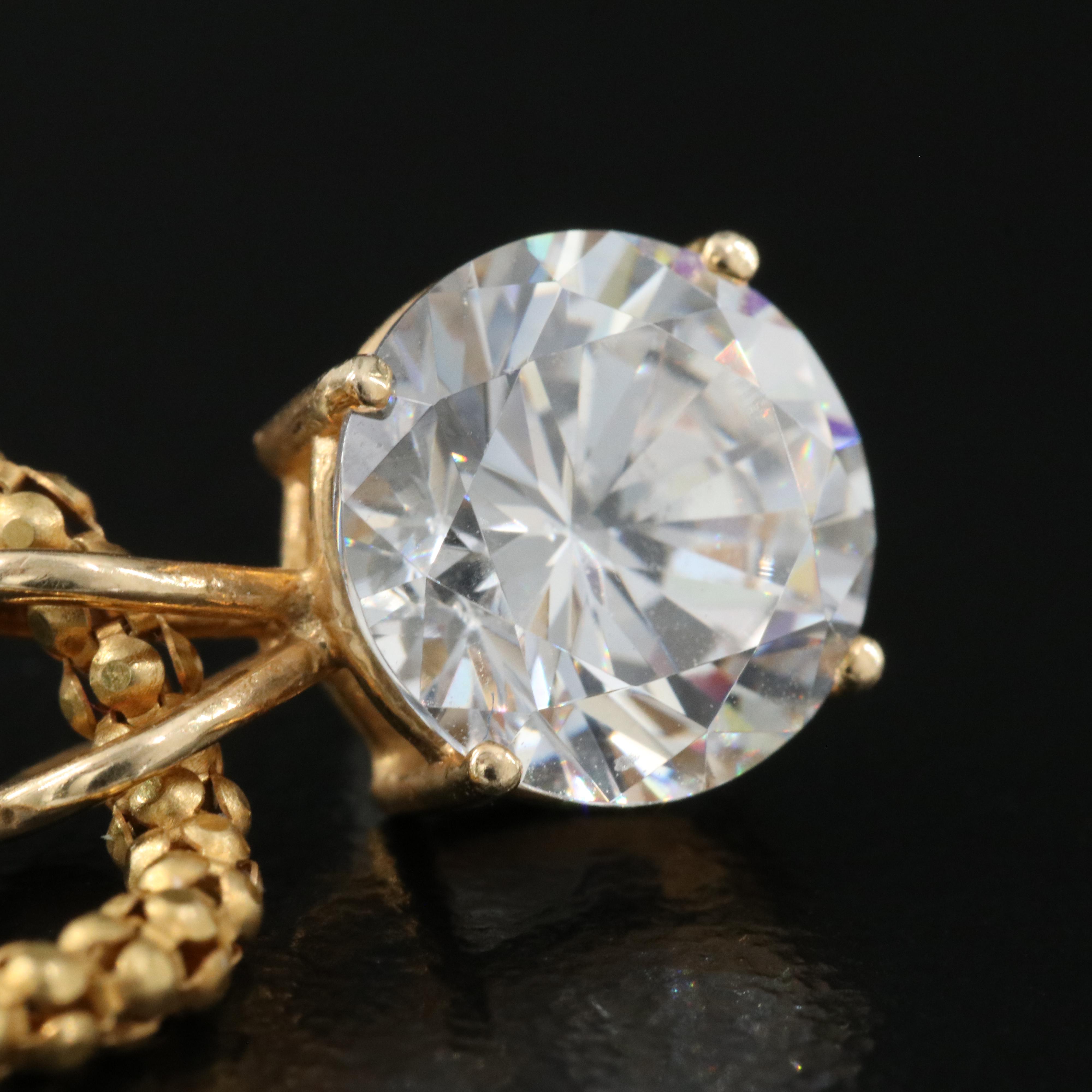 Italian 14K Cubic Zirconia Pendant Necklace