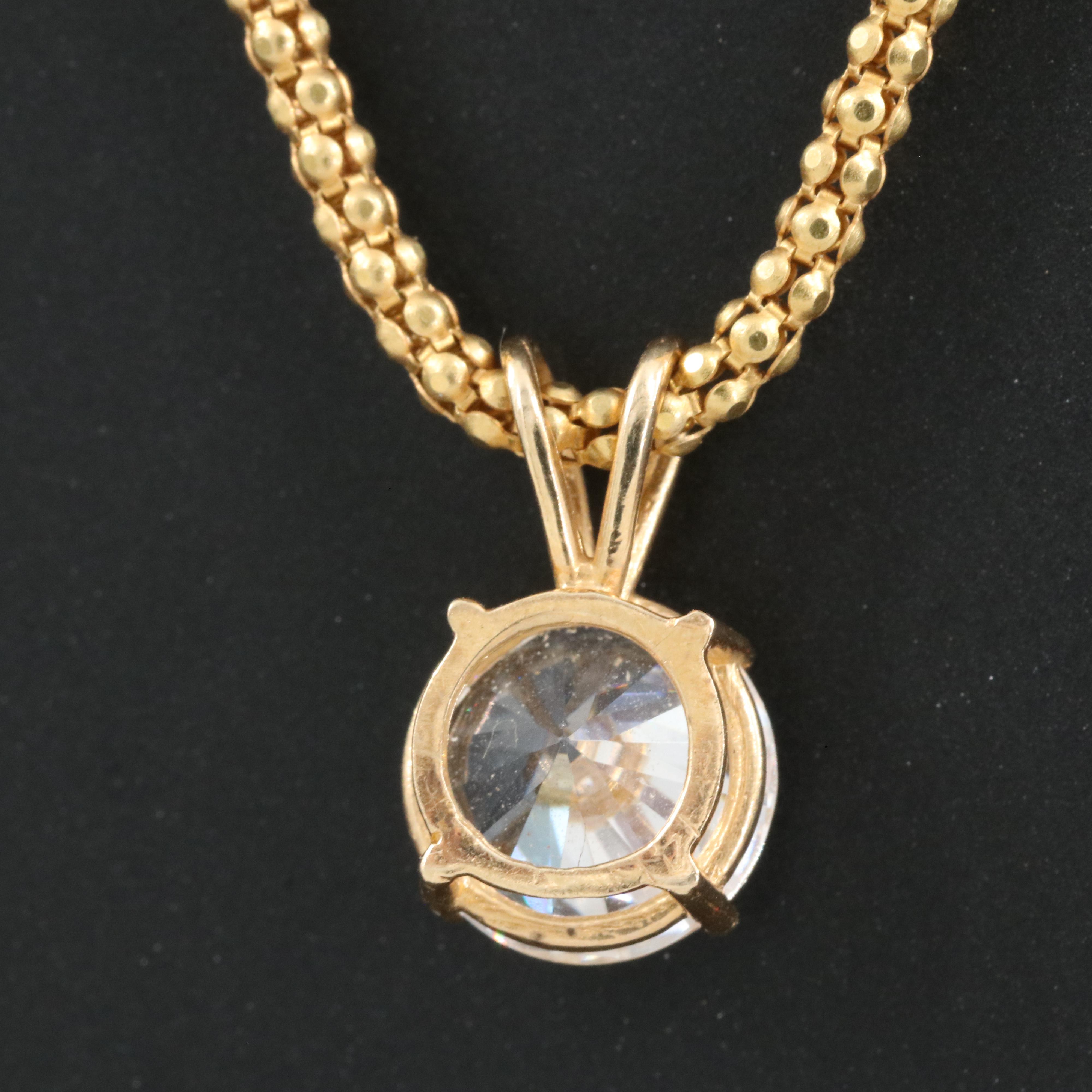 Italian 14K Cubic Zirconia Pendant Necklace