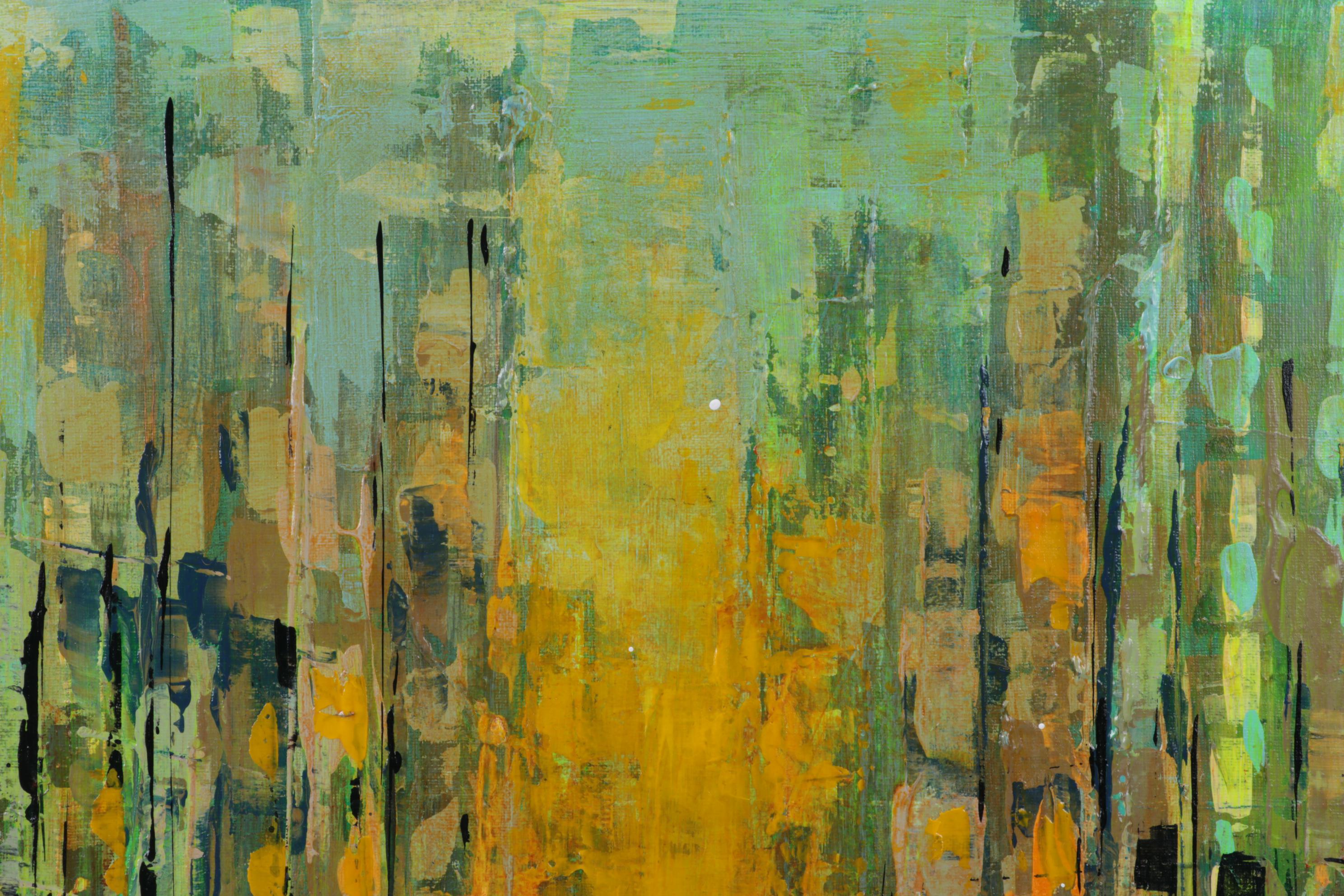 Farshad Lanjani Abstract Cityscape Acrylic Painting, 21st Century