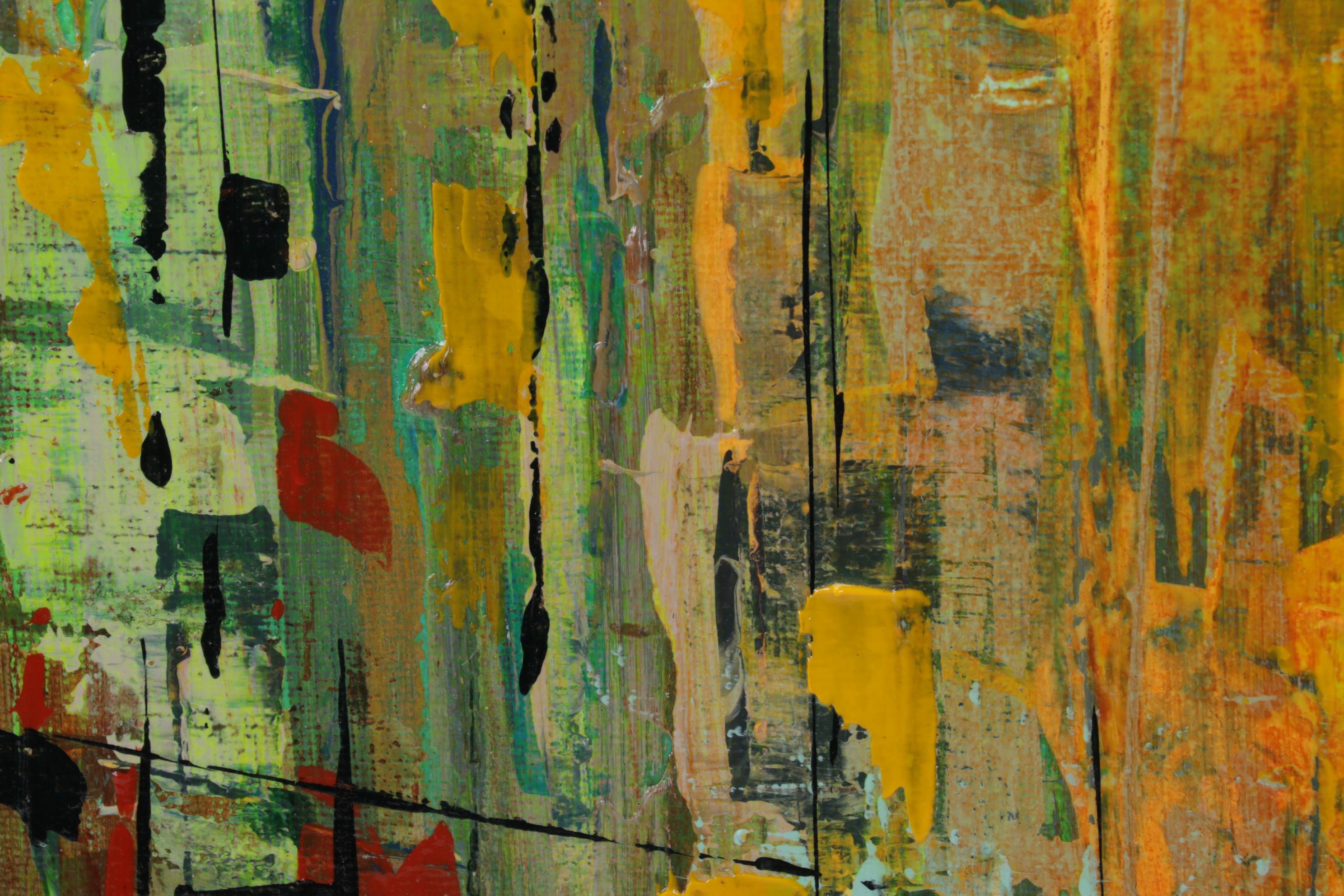 Farshad Lanjani Abstract Cityscape Acrylic Painting, 21st Century