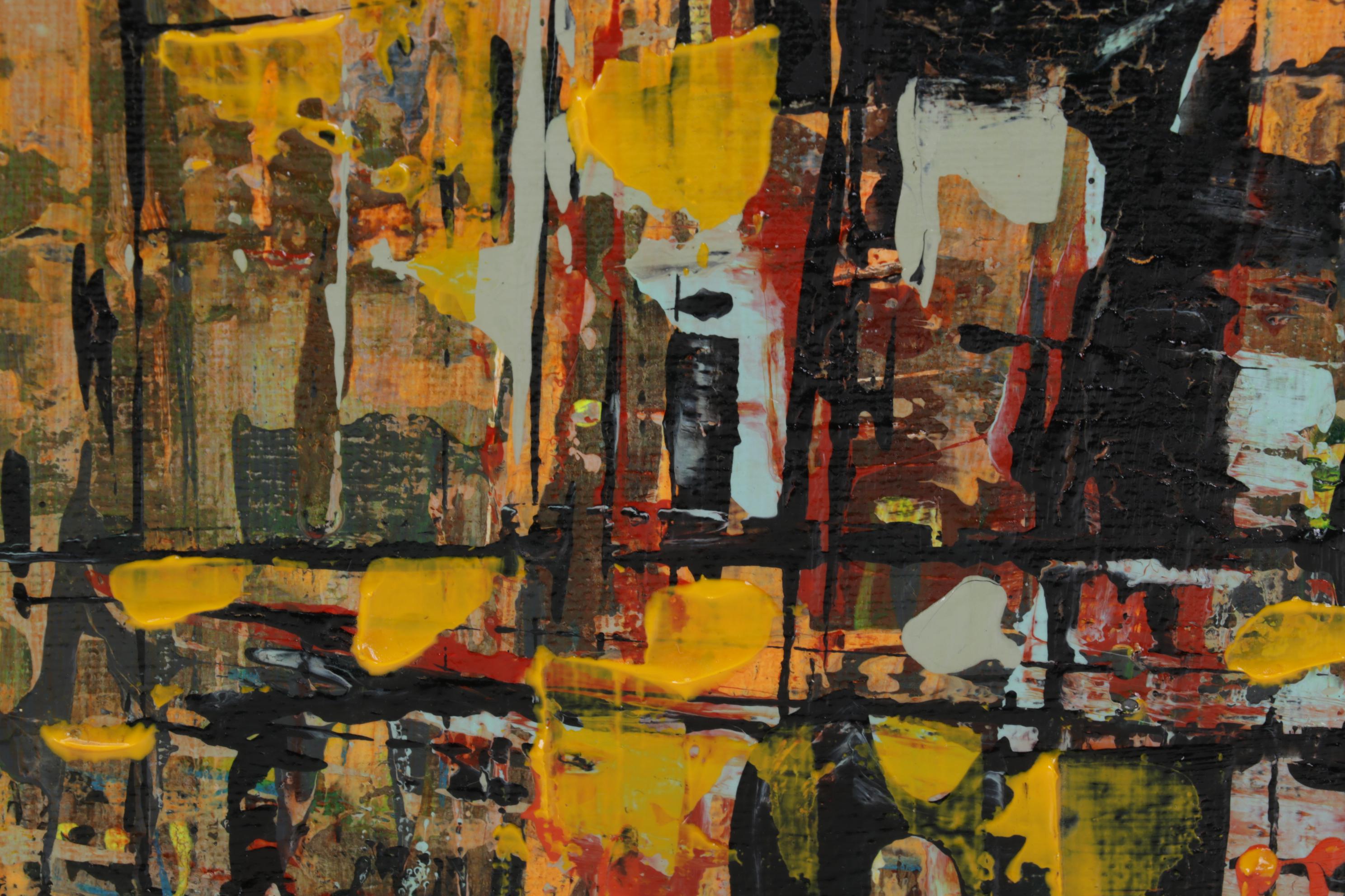 Farshad Lanjani Abstract Cityscape Acrylic Painting, 21st Century