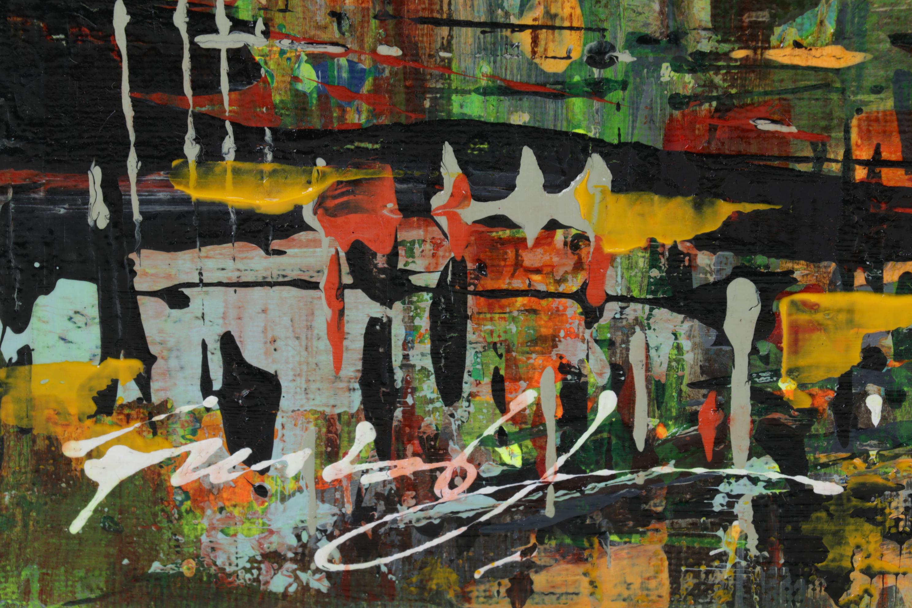 Farshad Lanjani Abstract Cityscape Acrylic Painting, 21st Century