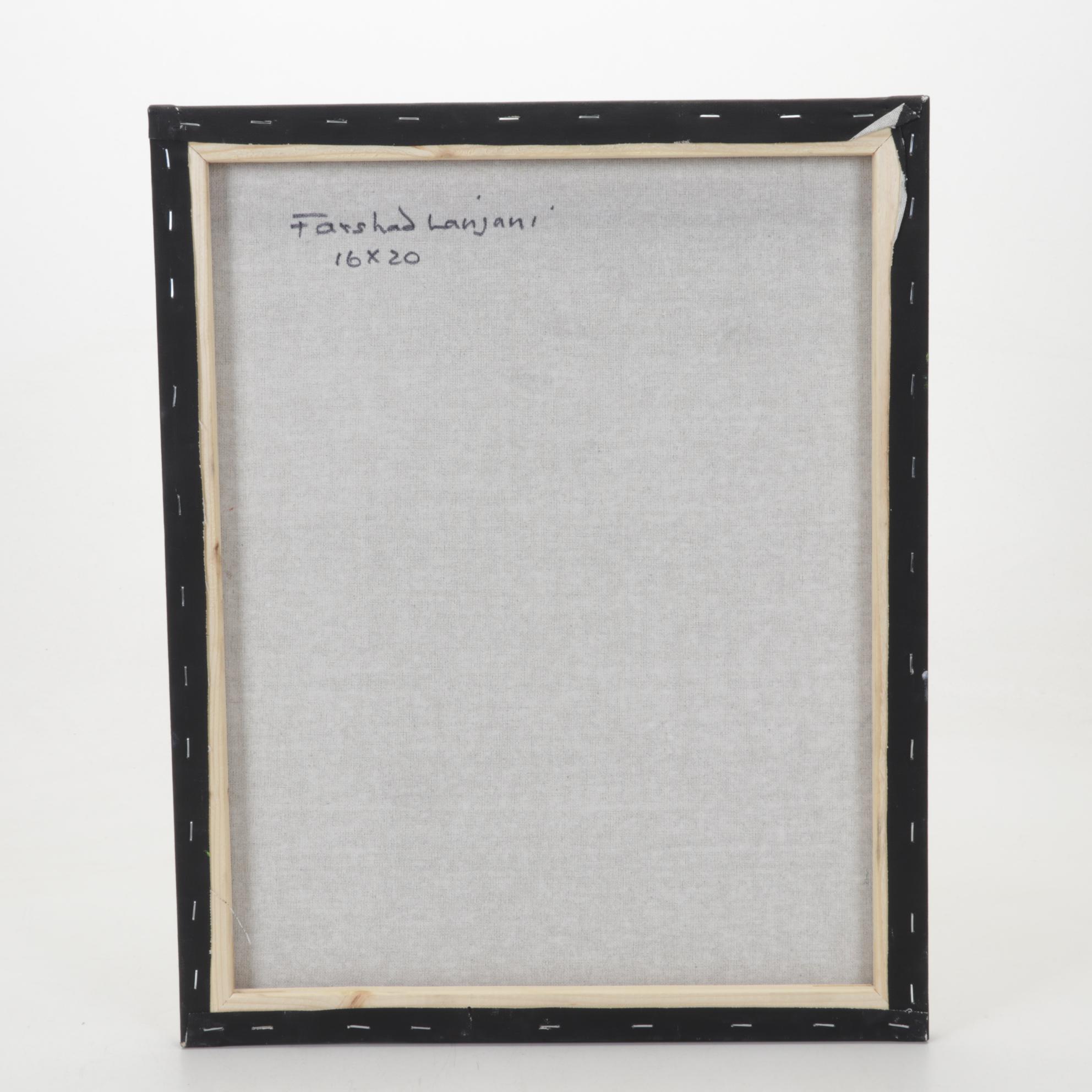 Farshad Lanjani Abstract Cityscape Acrylic Painting, 21st Century