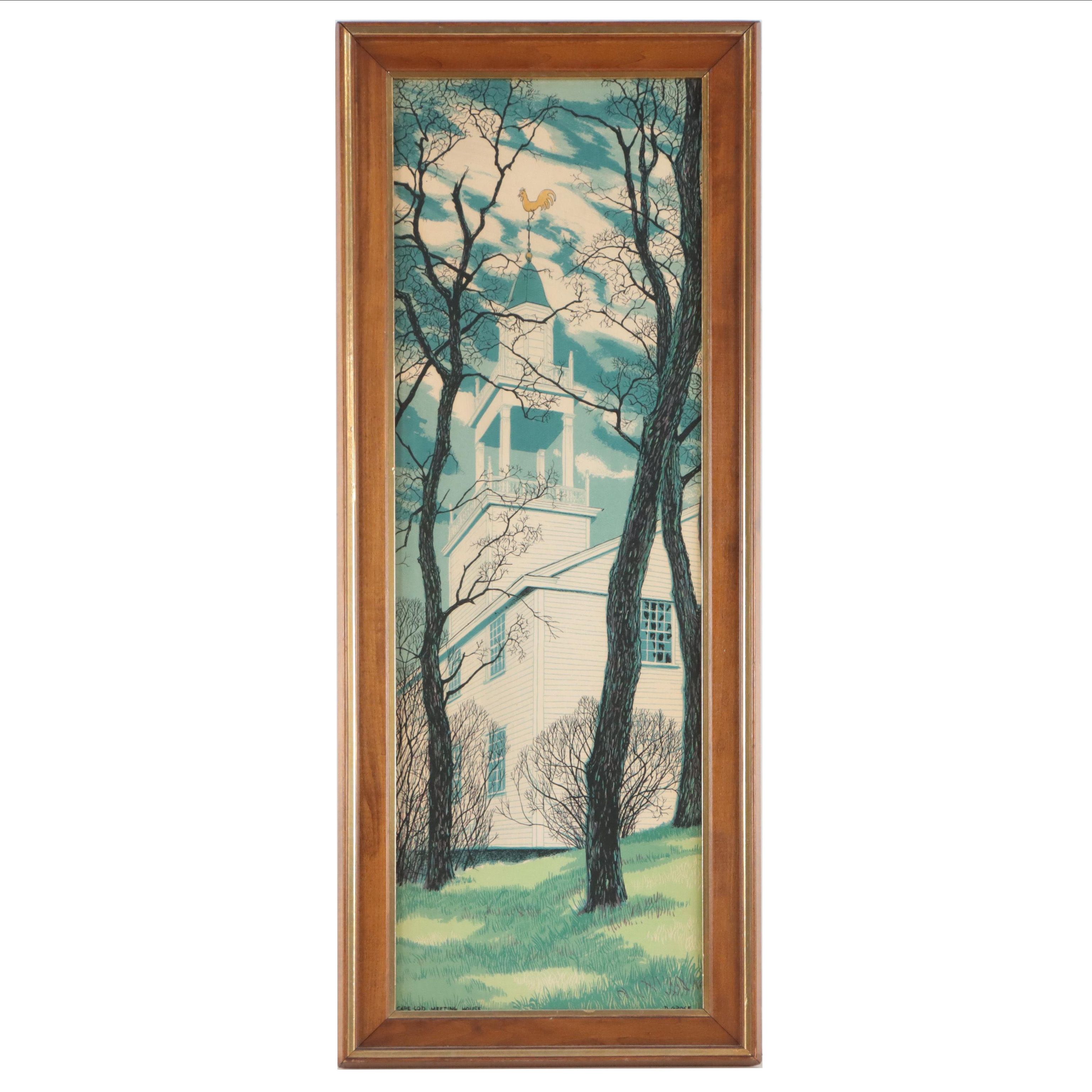 Turner Serigraph After David Grose "Cape Cod Meeting House"