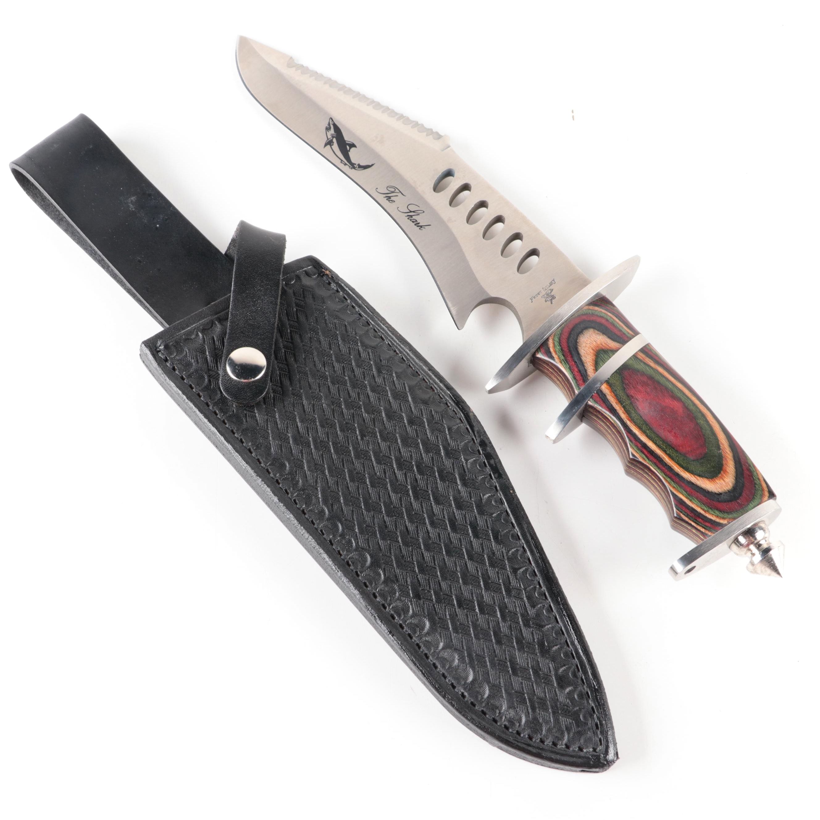 Frost Cutlery The Shark Stainless Steel Bowie Knife and Leather Scabbard