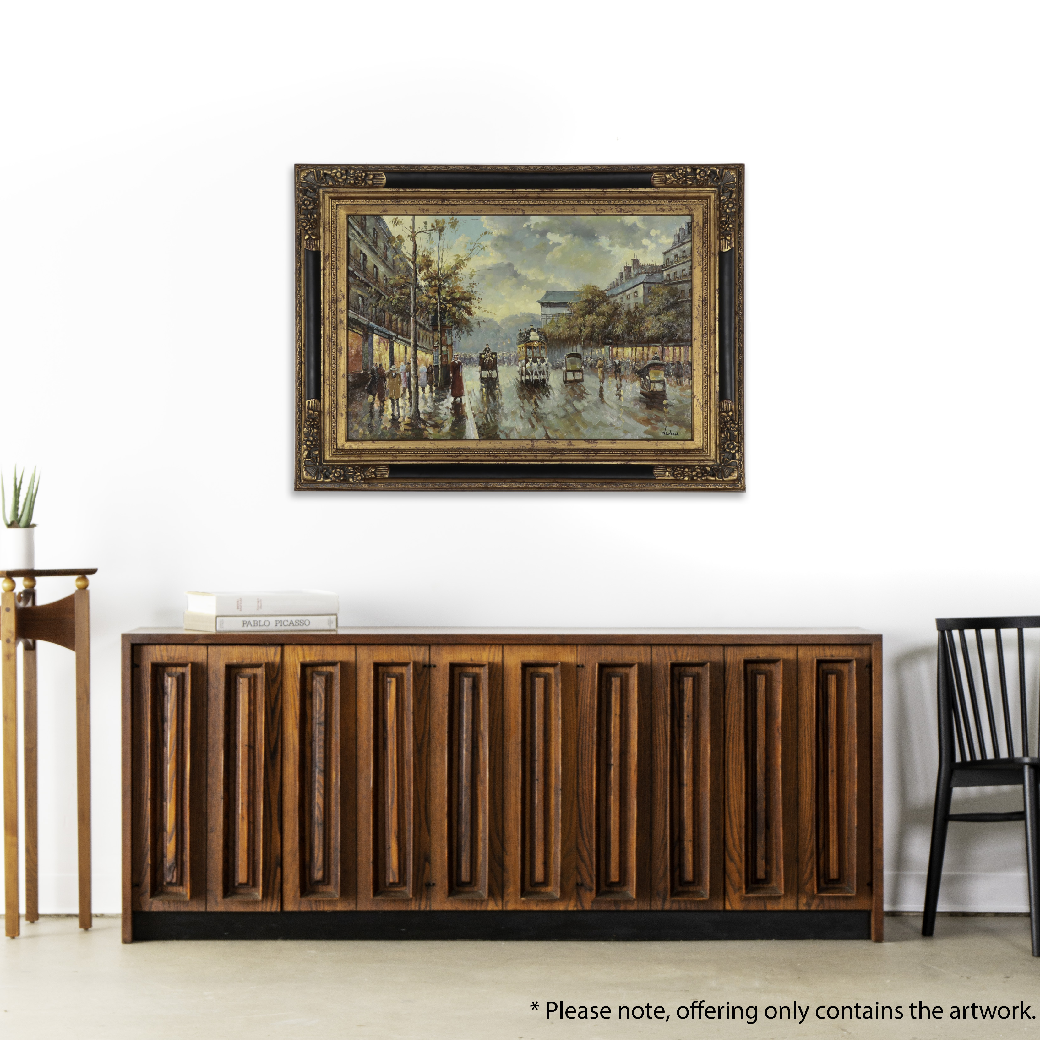 Large-Scale Street Scene Oil Painting, Circa 2000