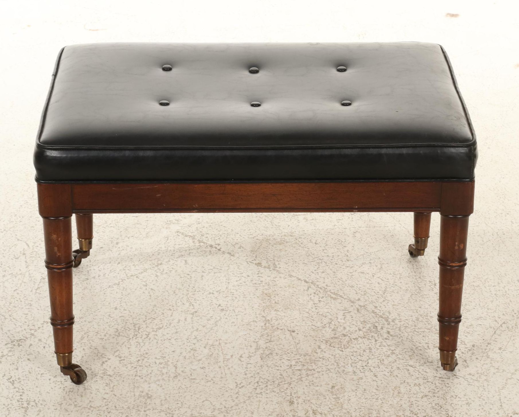 Hickory Chair Regency Style Faux Bamboo and Faux Leather Armchair and Ottoman