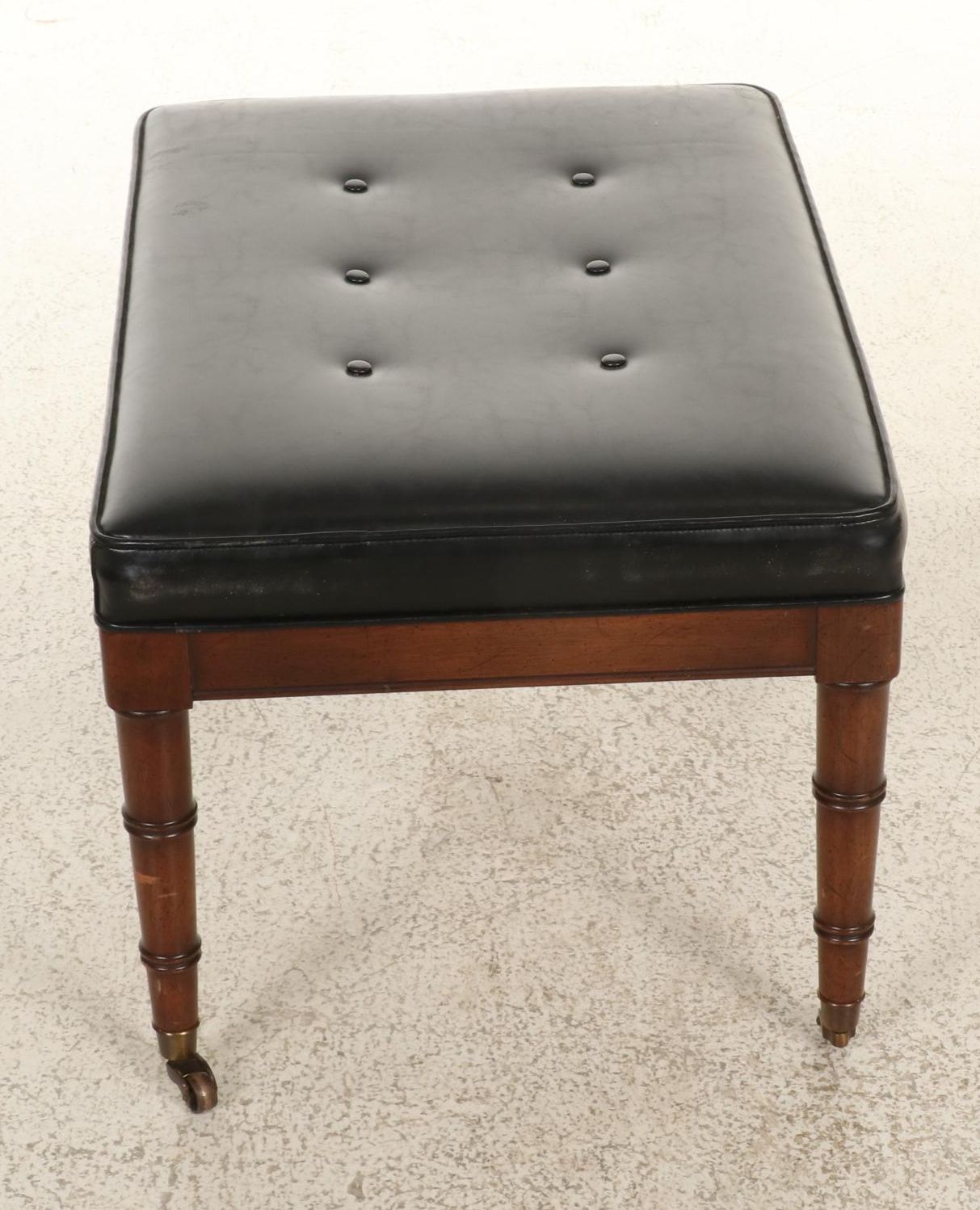 Hickory Chair Regency Style Faux Bamboo and Faux Leather Armchair and Ottoman