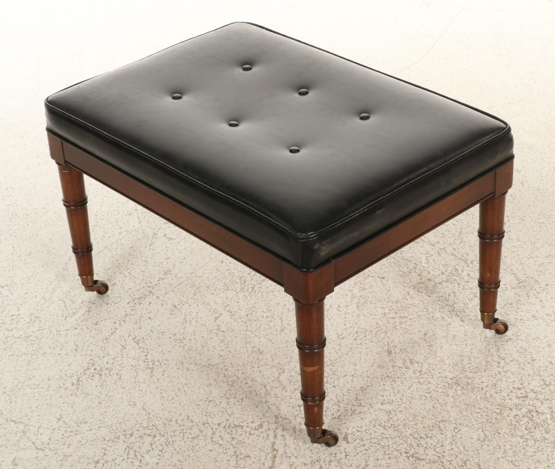 Hickory Chair Regency Style Faux Bamboo and Faux Leather Armchair and Ottoman