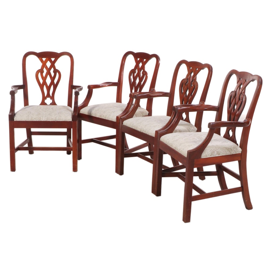 Four Baker Furniture Chippendale Style Mahogany Dining Armchairs