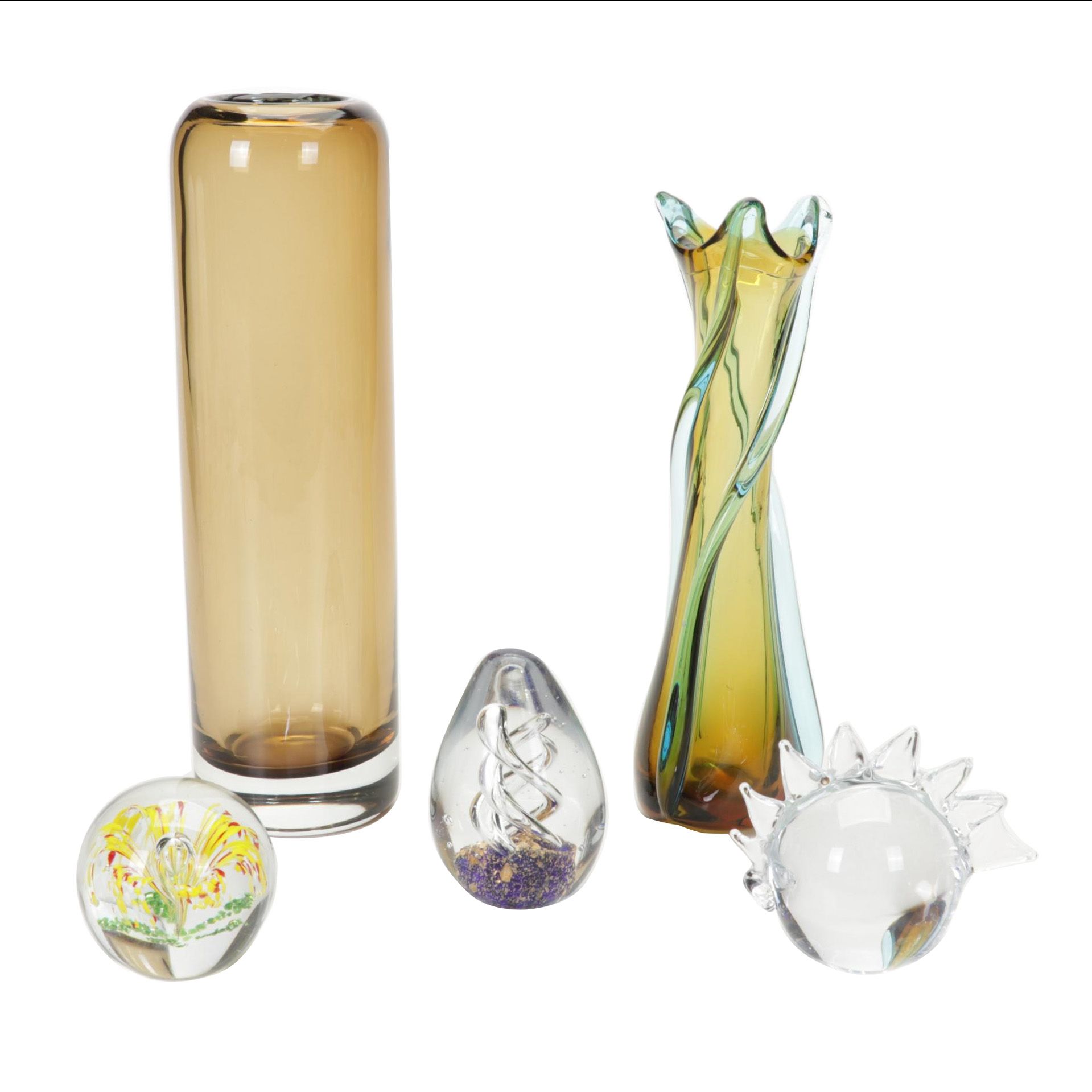Blown Art Glass Vases and Paperweights