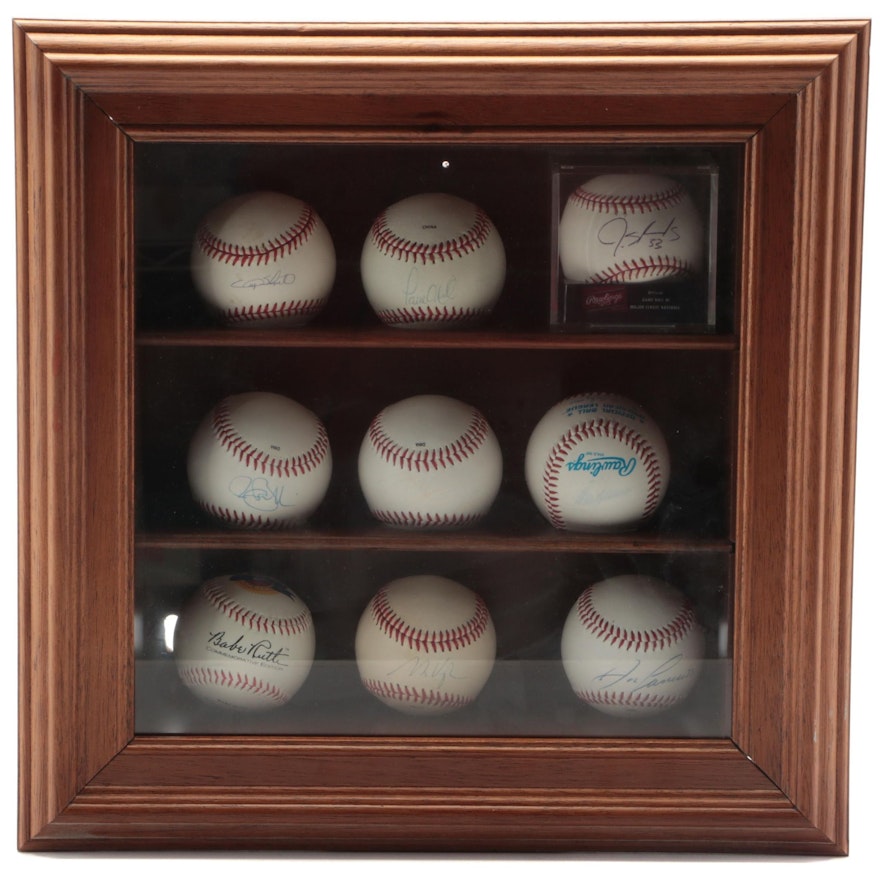 Jose Canseco, Paul O'Neill and More Signed Baseballs in Display Case