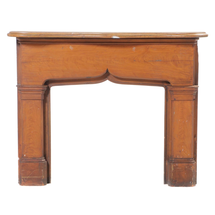 American Grain-Painted Pine Fireplace Surround with Mantel, 19th Century