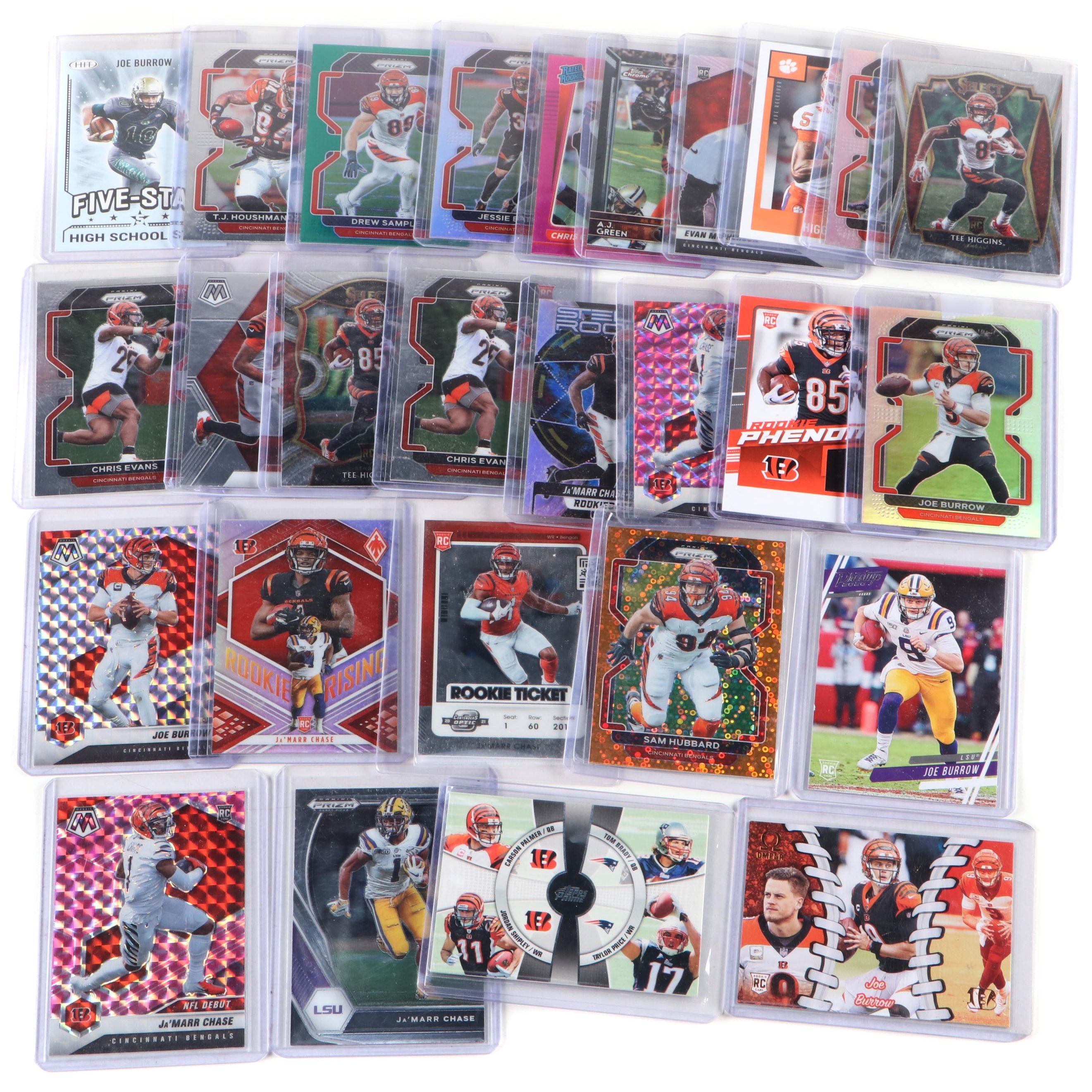 Cincinnati Bengals Football Cards with Joe Burrow and Ja'Marr Chase Rookies