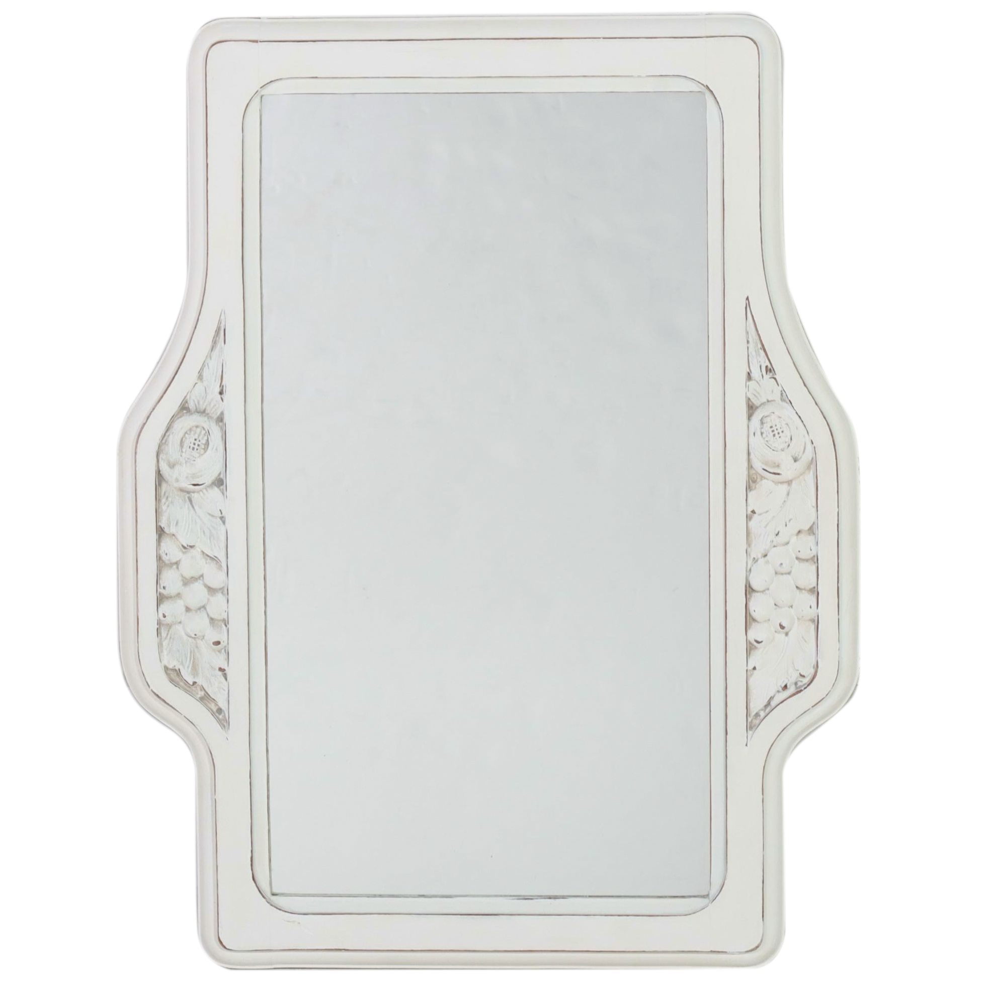 White-Painted and Relief-Carved Wall Mirror, 20th Century
