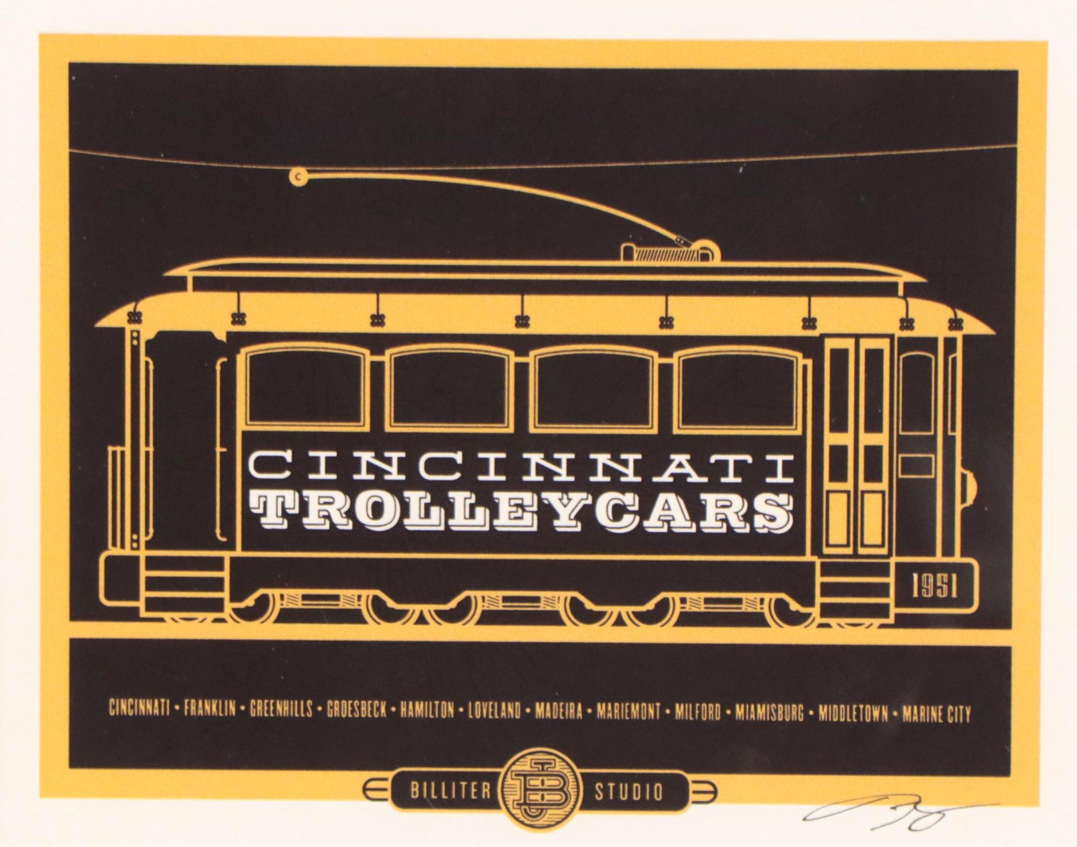 James Billiter Serigraph "Cincinnati Trolleycars"