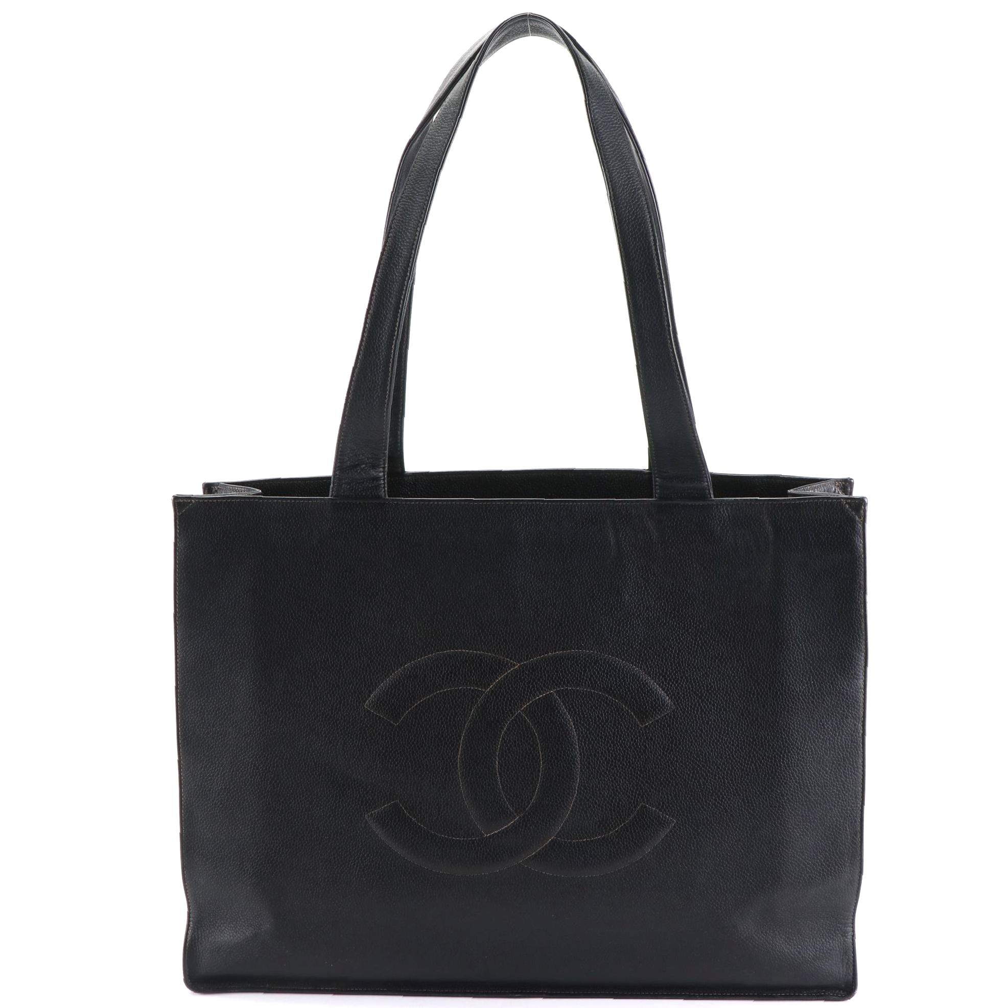Chanel CC Large Tote Bag in Black Caviar Leather